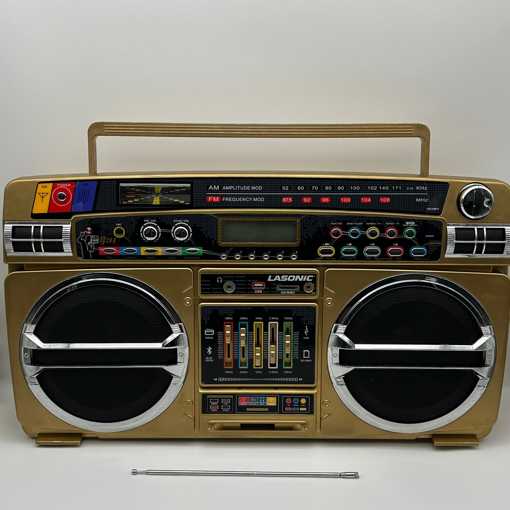 LASONIC I-931 BOOMBOX Gold Pro Audio Equipment with Bag - Used