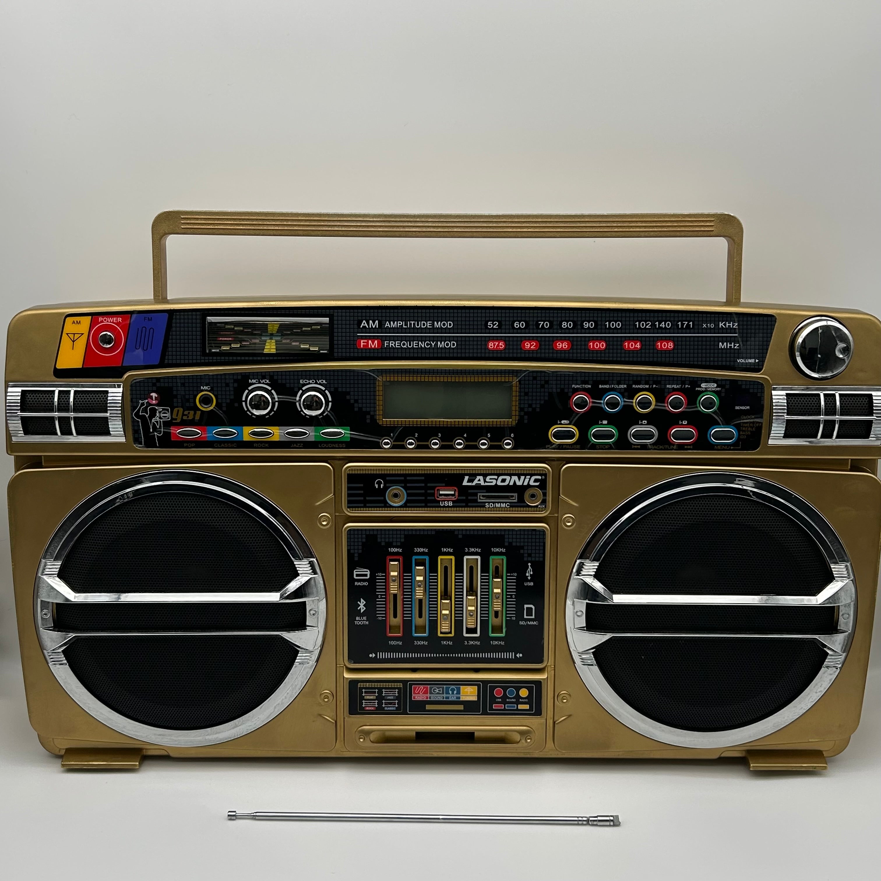 LASONIC I-931 BOOMBOX Gold Pro Audio Equipment with Bag - Used