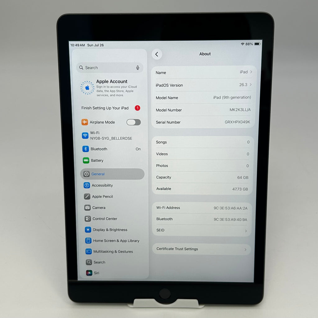 Apple iPad (9th Generation) A2602 64 GB, Wi-Fi, 10.2 in - Space Gray