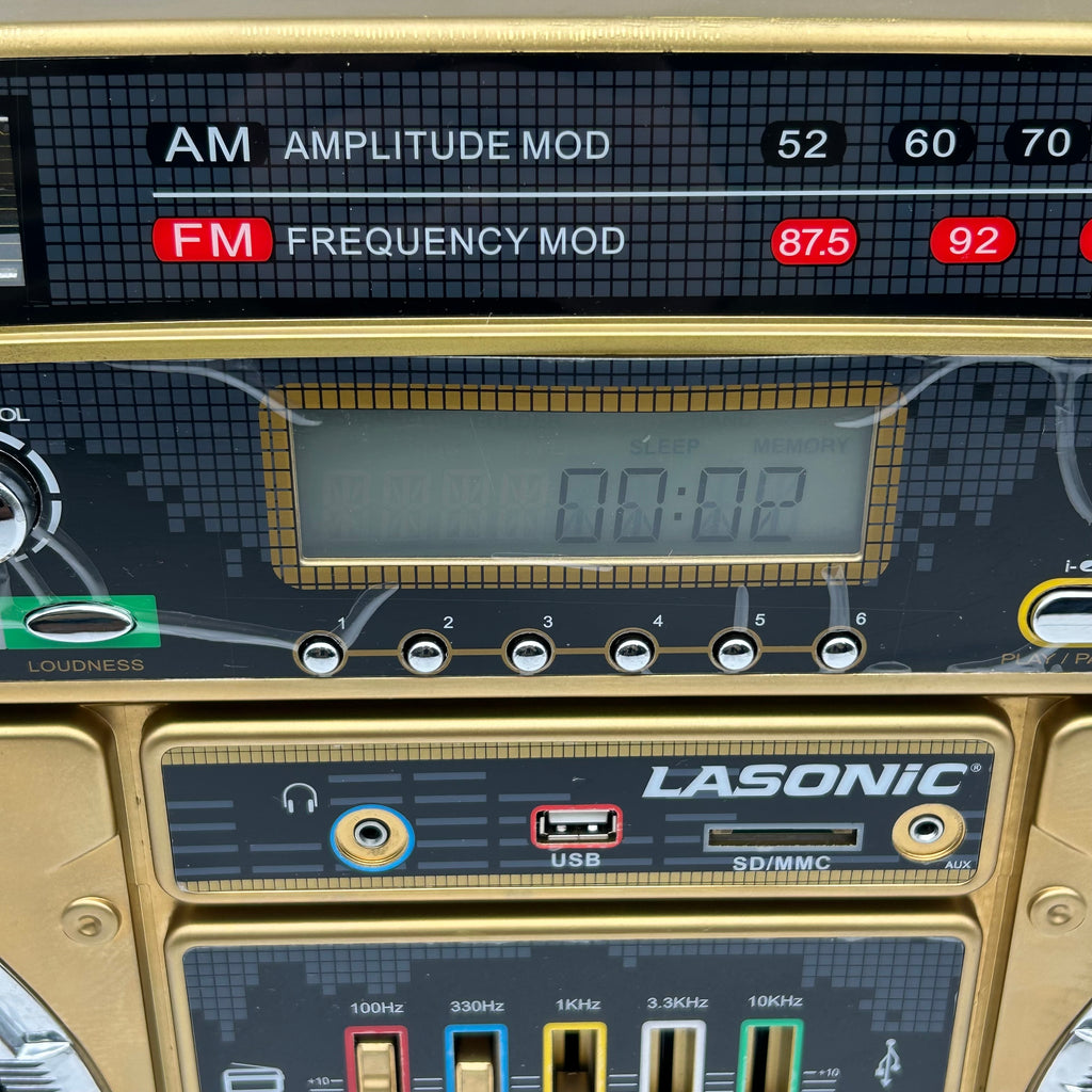 LASONIC I-931 BOOMBOX Gold Pro Audio Equipment with Bag - Used