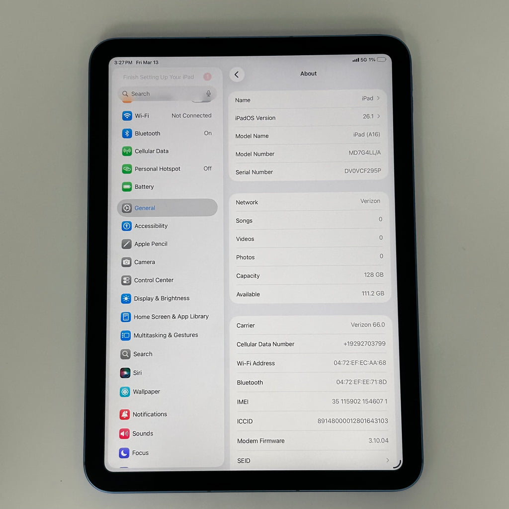 Verizon Apple iPad 11th Gen A16 (2025) (WiFi + Cellular) 128GB Blue - New Open Box