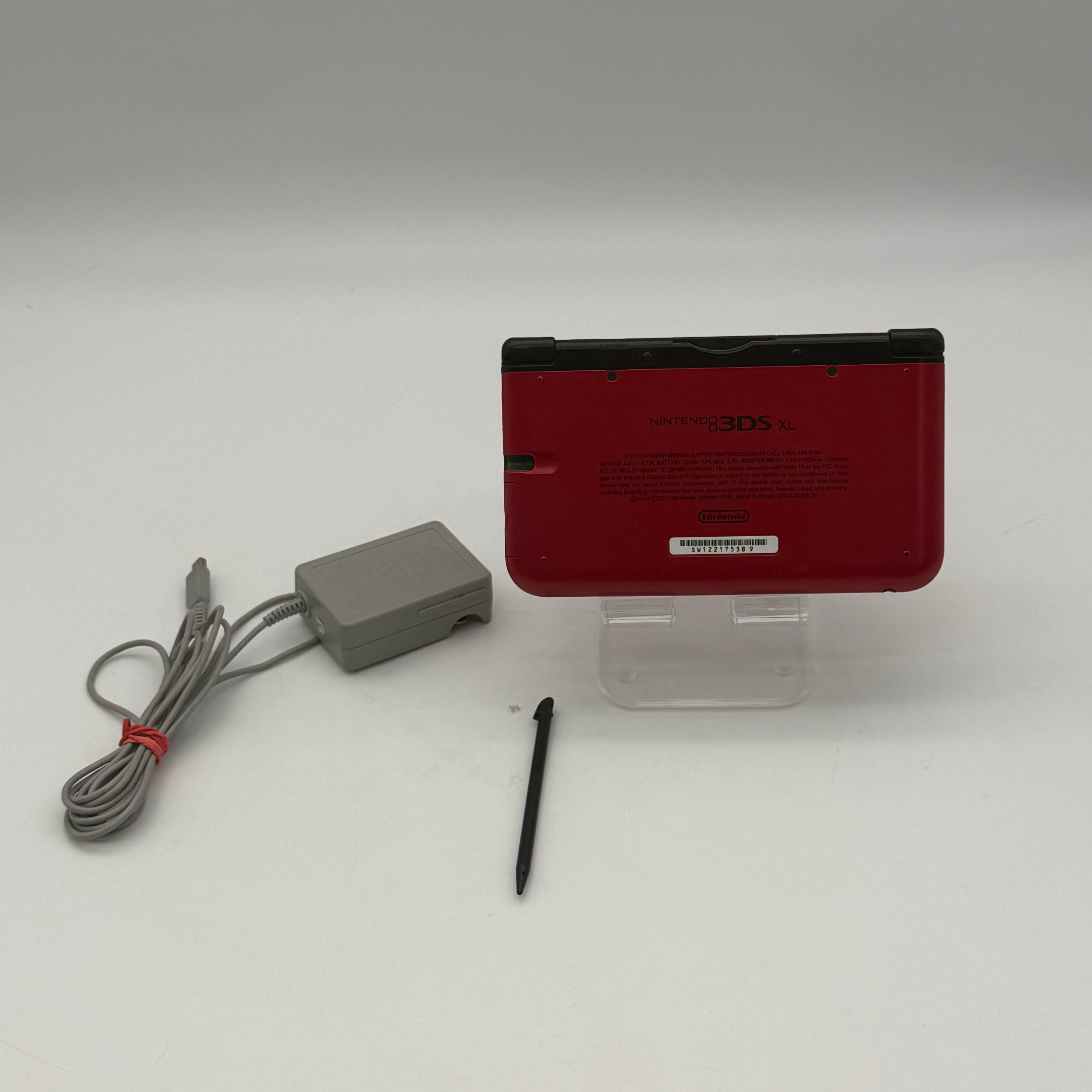Nintendo 3DS XL SPR-001 Red/Black System w/ Charger & Stylus
