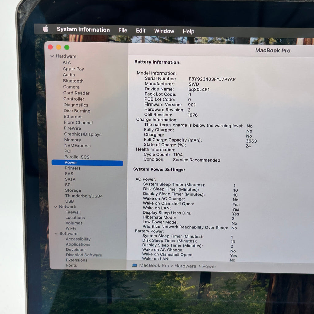 Apple MacBook Pro 13 2019 A1989 i5 2.4GHz 16GB 256GB Service Battery