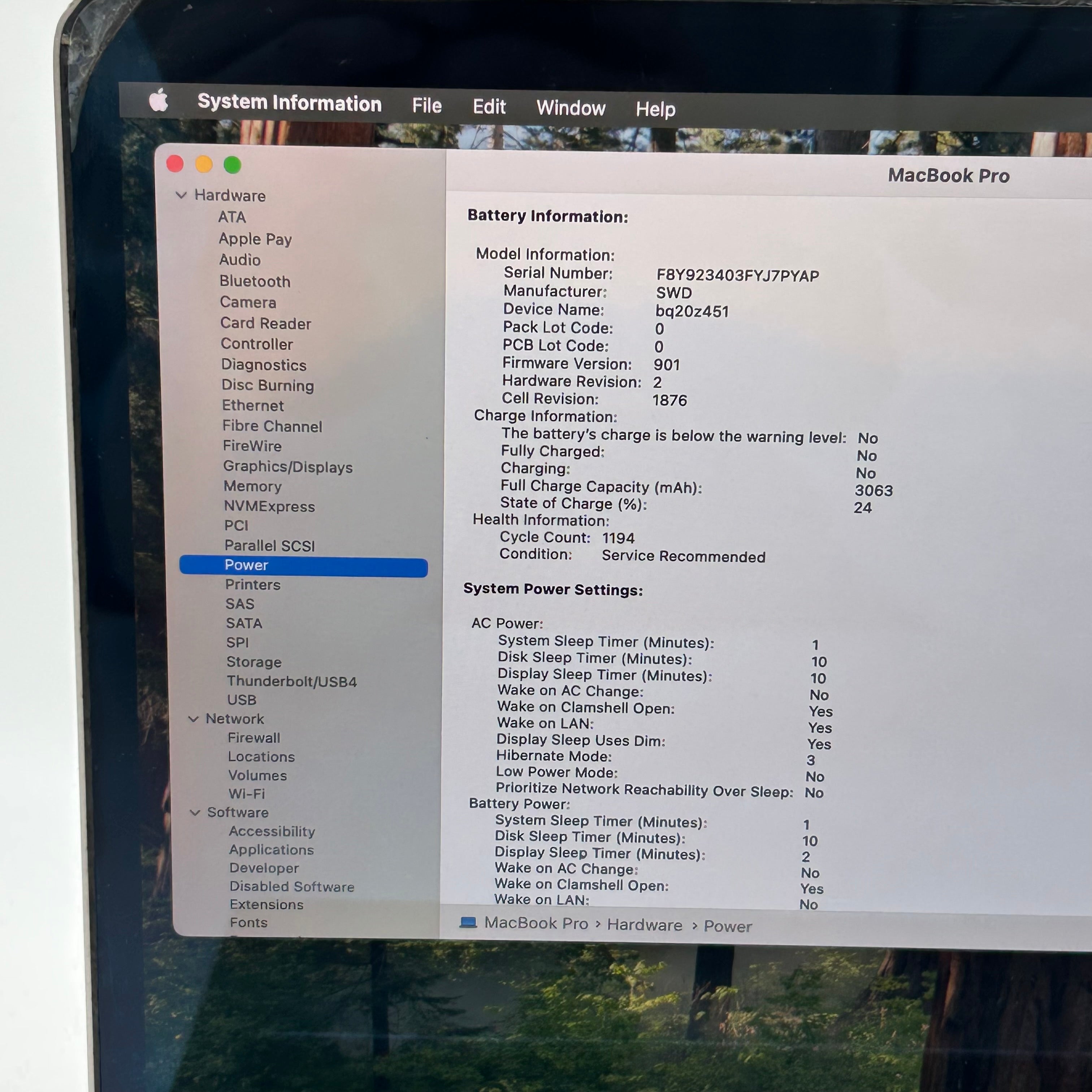 Apple MacBook Pro 13 2019 A1989 i5 2.4GHz 16GB 256GB Service Battery