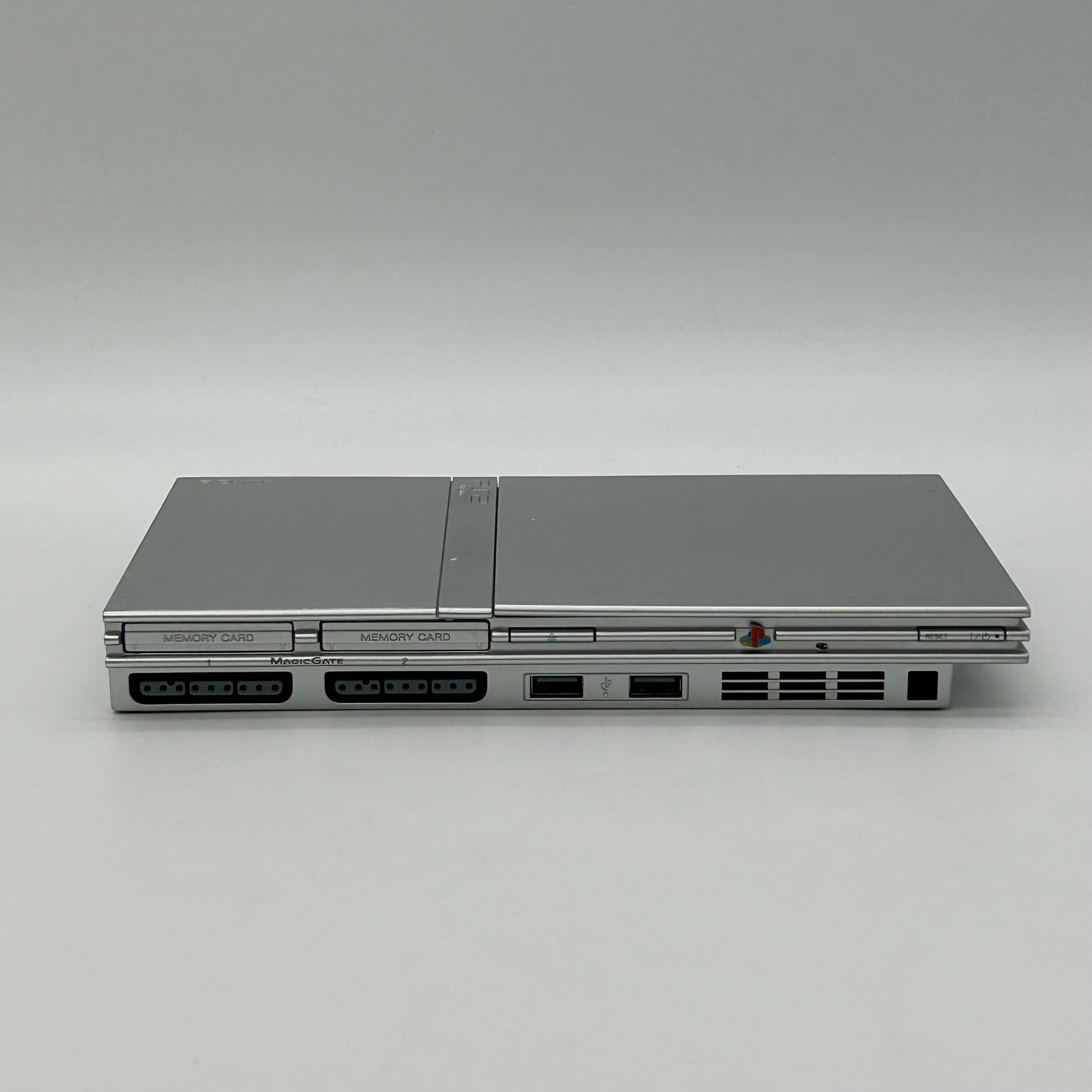Sony PlayStation 2 Slim Satin Silver Console Bundle SCPH-77001 - Tested