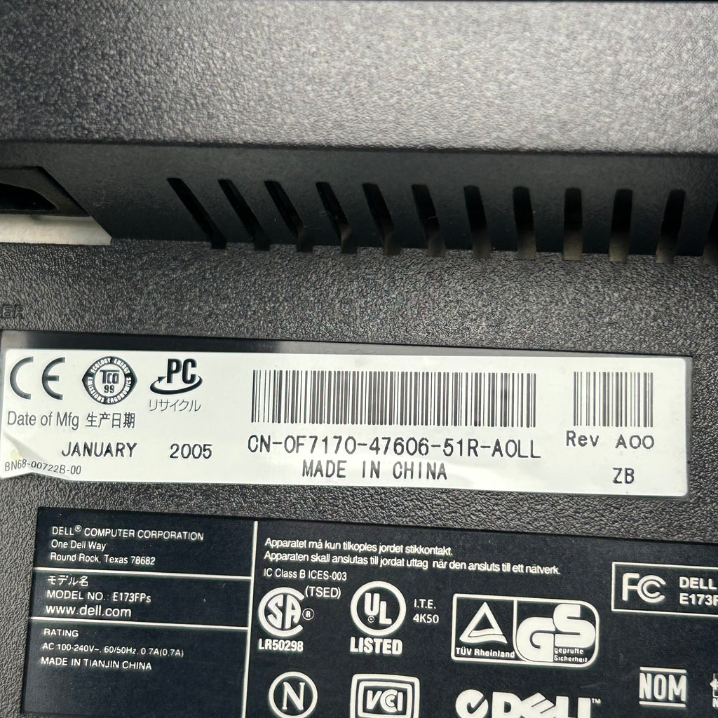 Dell E153FPF 15" LCD Monitor - Tested & Working - Black - Used