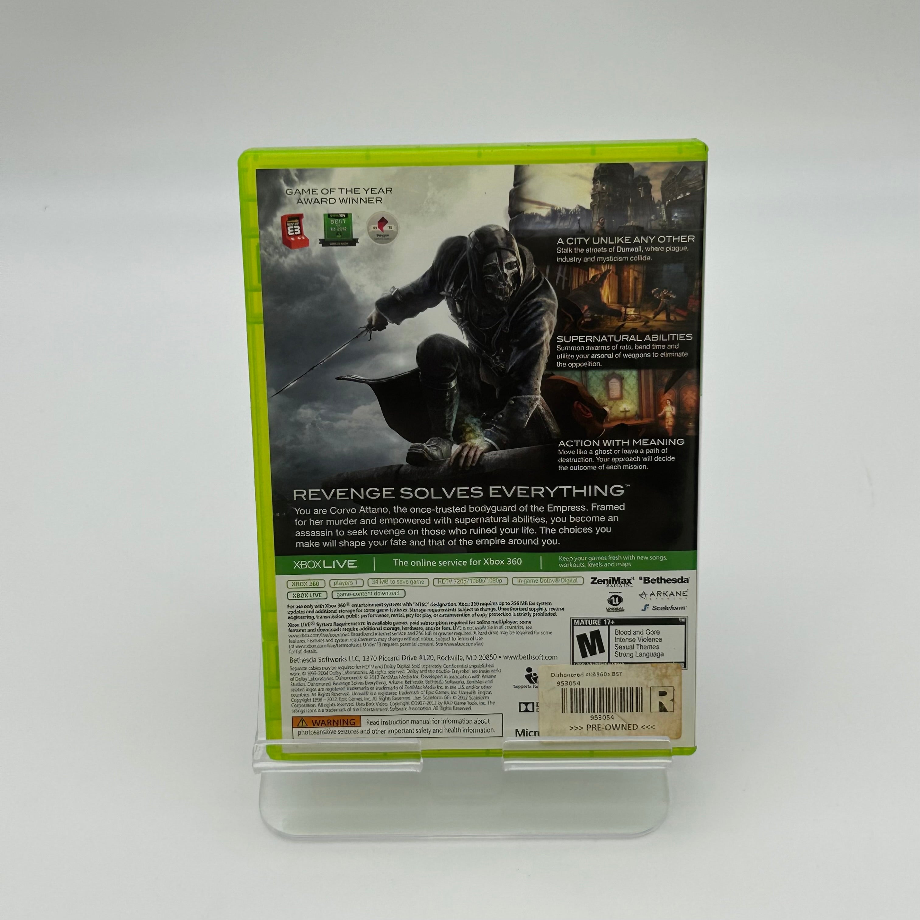 Dishonored: Game of the Year Edition Xbox - Used With Box