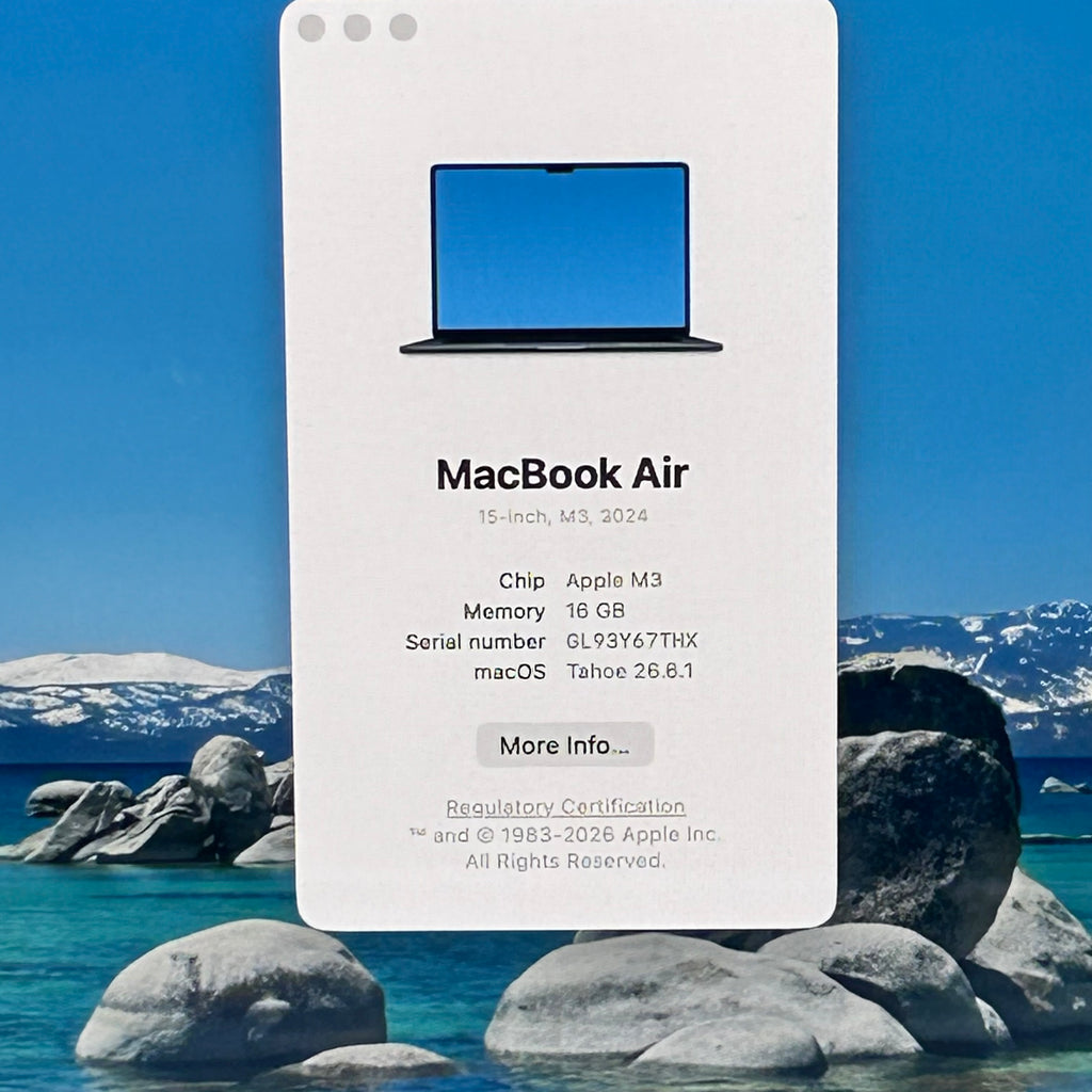 Apple MacBook Air 15" M3 A3114 2024 16GB RAM 256GB w/ Charger 94% BH
