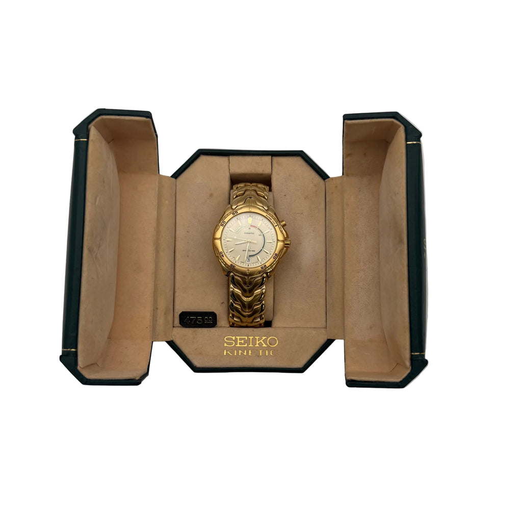 Men’s Seiko Vintage Kinetic Sport Gold Watch SKH228 - New open box