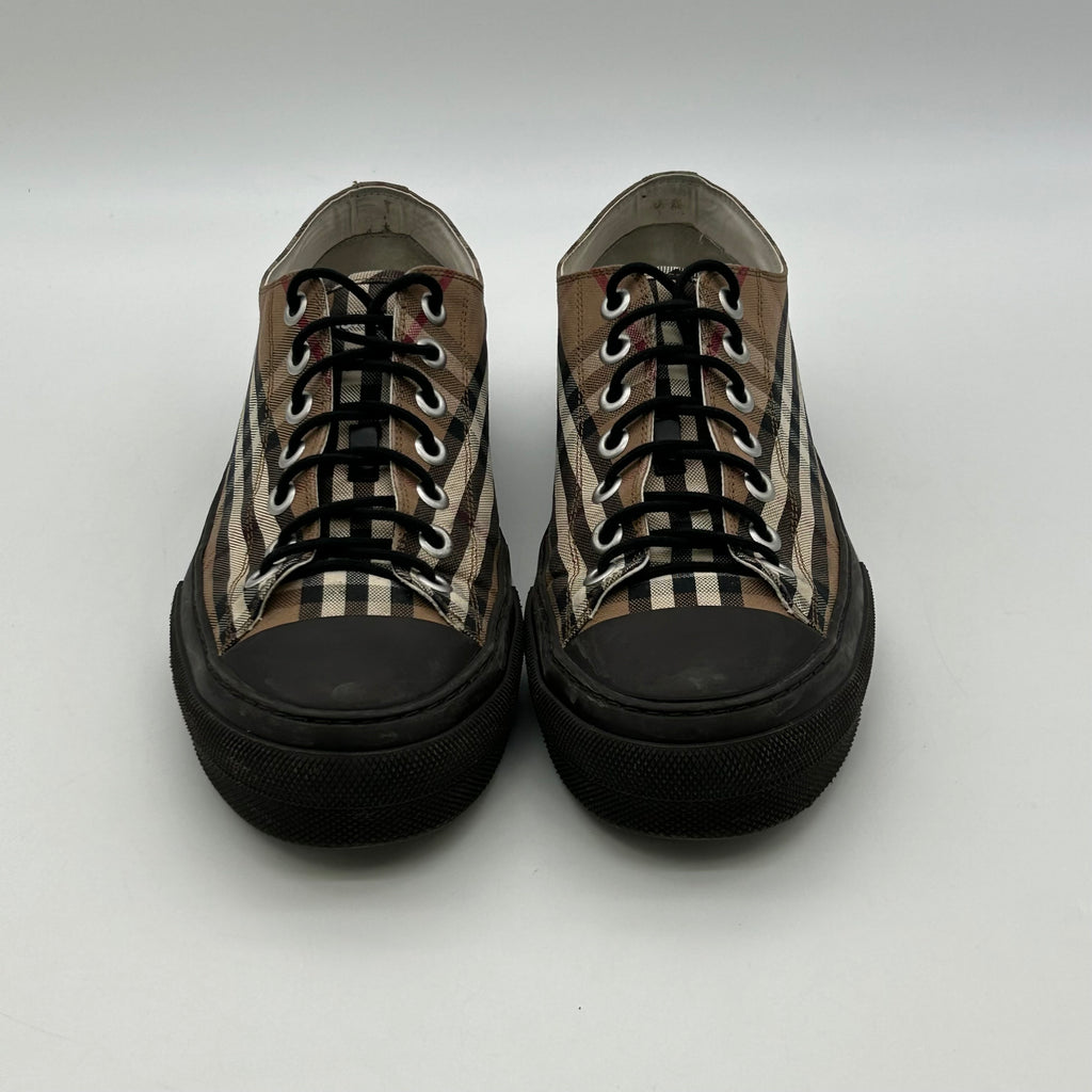 Burberry Vintage Check Sneakers Canvas Low Top Black Sole EU 44 US 11 Plaid Men’s