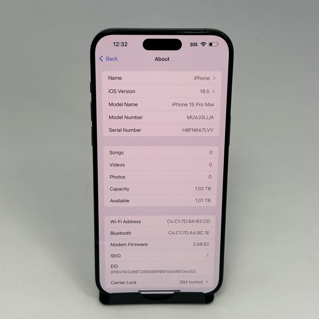 T-Mobile Apple iPhone 15 Pro Max A2849 1TB Blue Titanium 86% BH