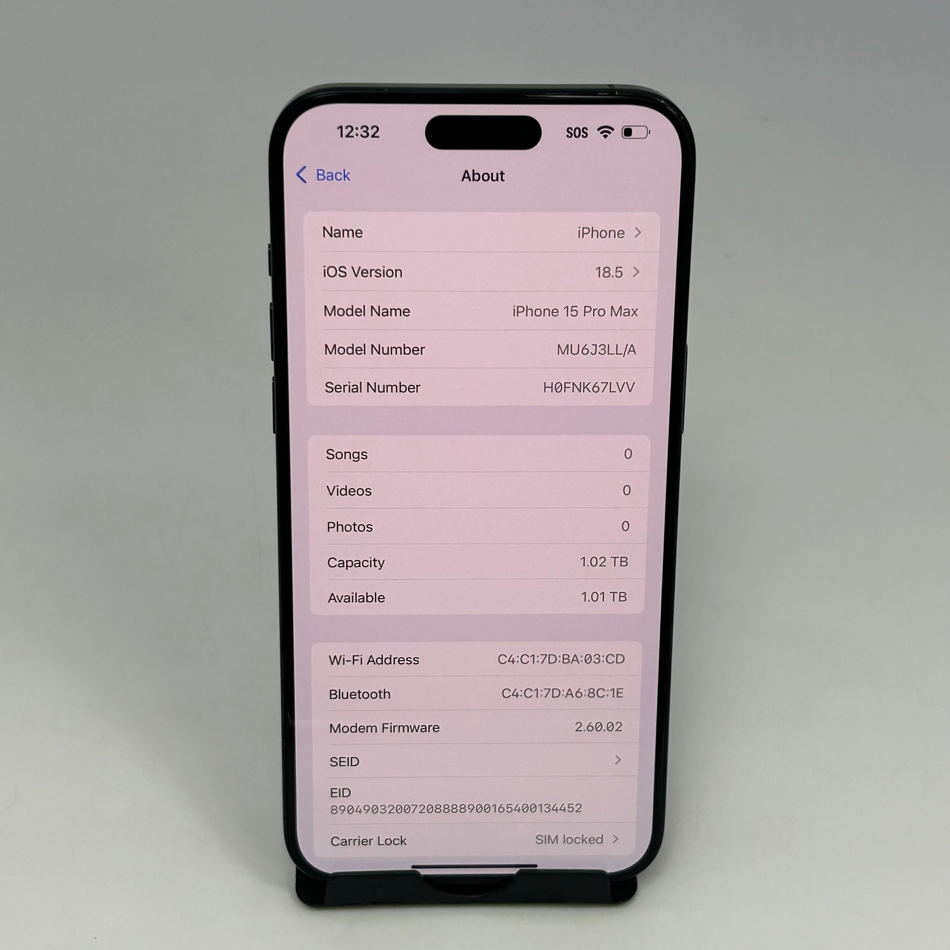 T-Mobile Apple iPhone 15 Pro Max A2849 1TB Blue Titanium 86% BH
