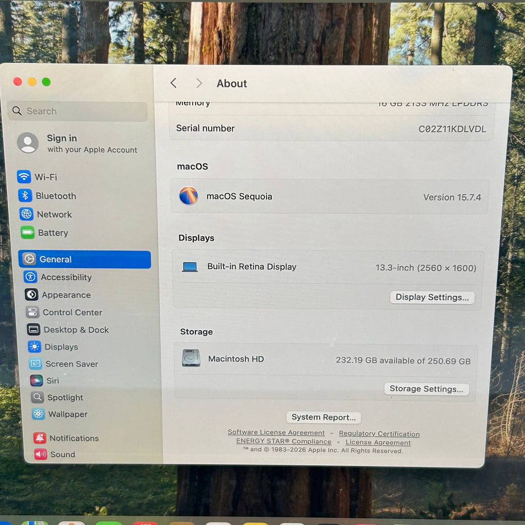 Apple MacBook Pro 13 2019 A1989 i5 2.4GHz 16GB 256GB Service Battery