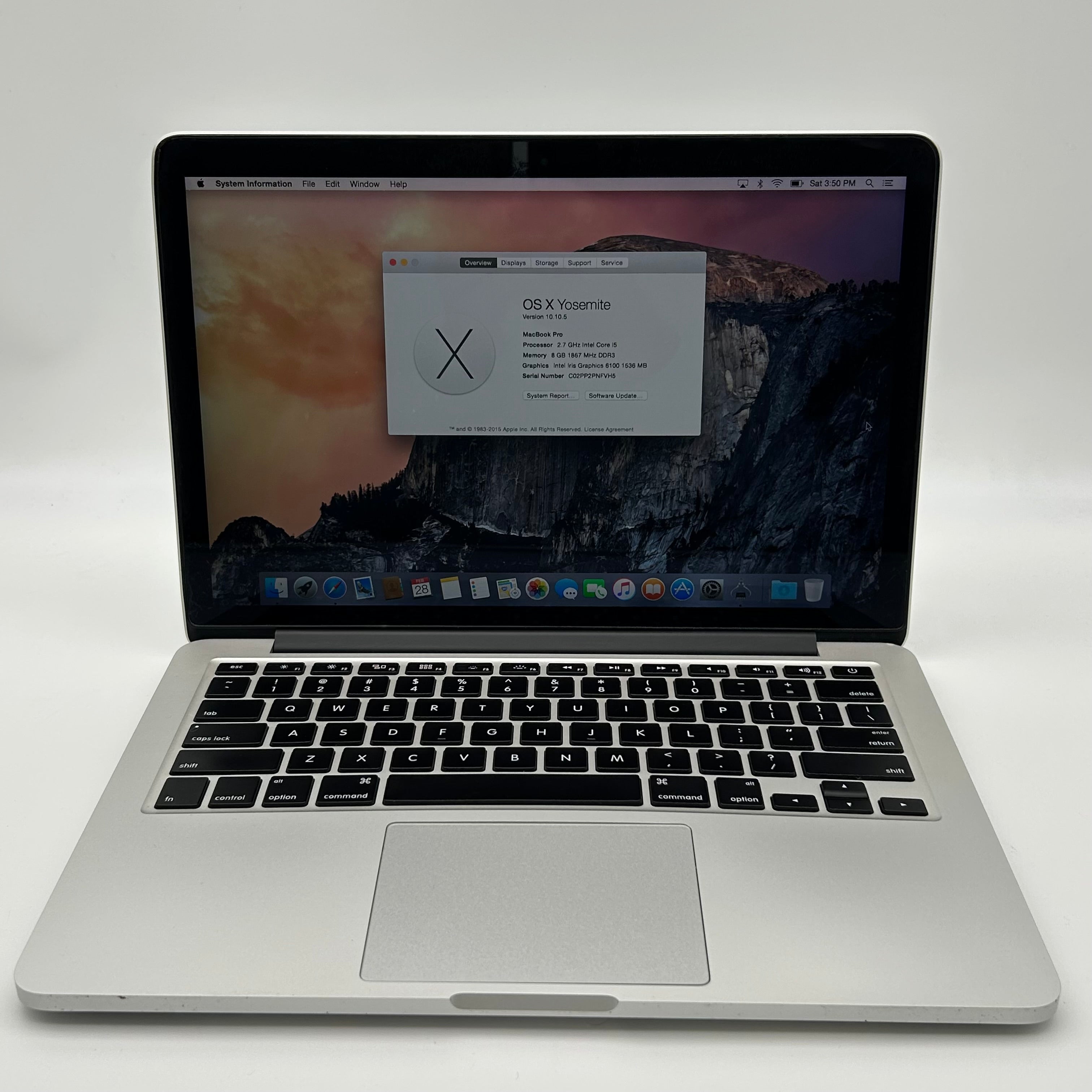 Apple MacBook Pro 13-inch A1502 8GB RAM 256GB SSD Silver - Used