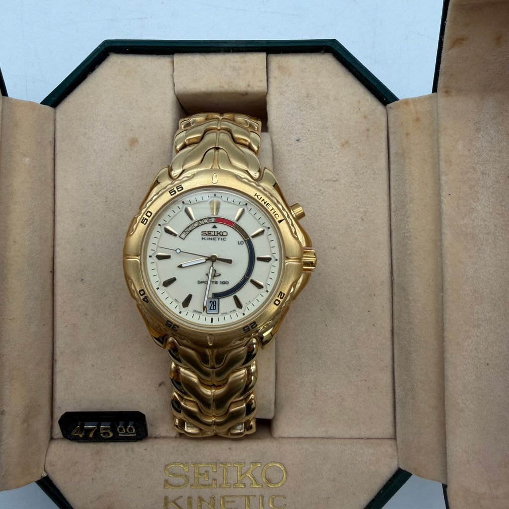 Men’s Seiko Vintage Kinetic Sport Gold Watch SKH228 - New open box
