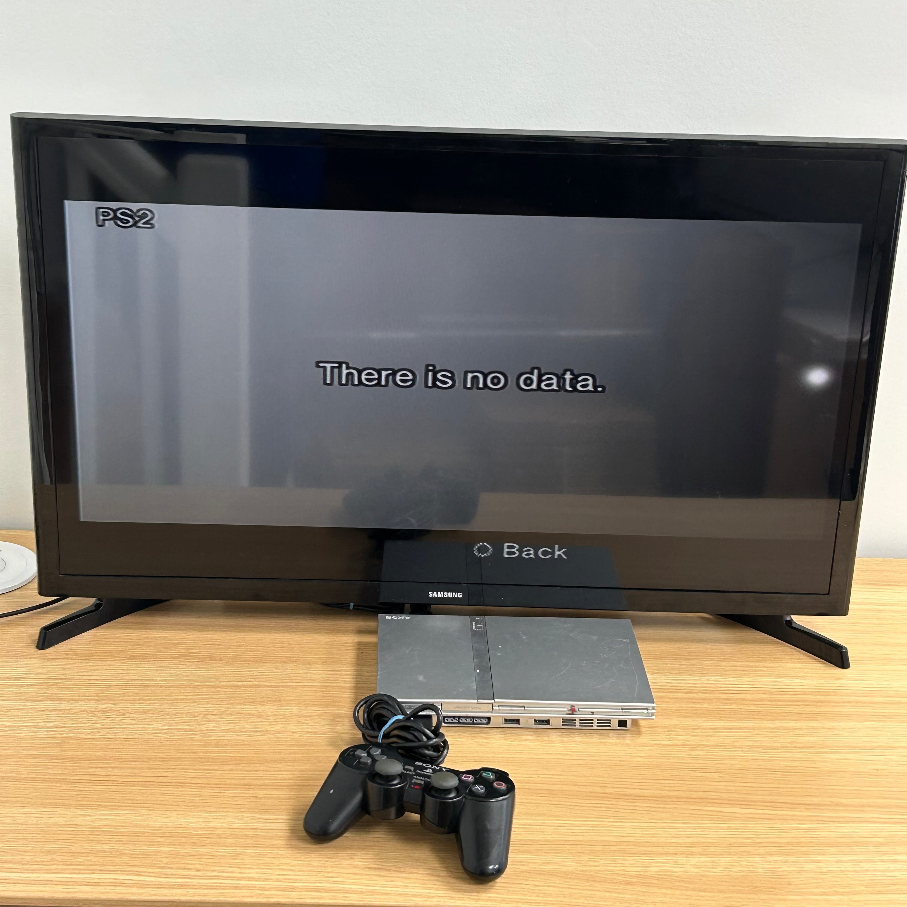 Sony PlayStation 2 Slim Satin Silver Console Bundle SCPH-77001 - Tested