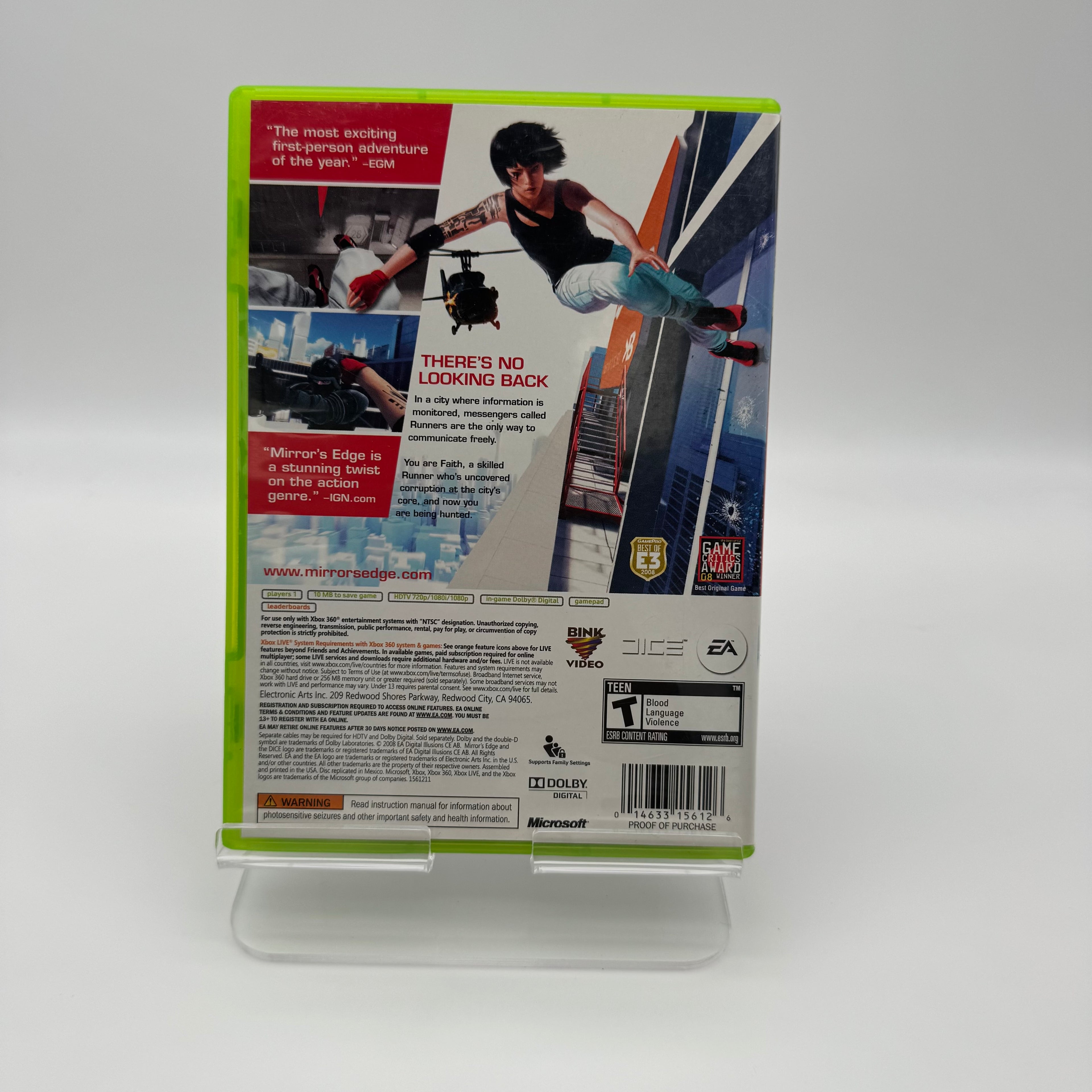 Xbox 360 Mirror's Edge Video Game with Box and Manual - Used