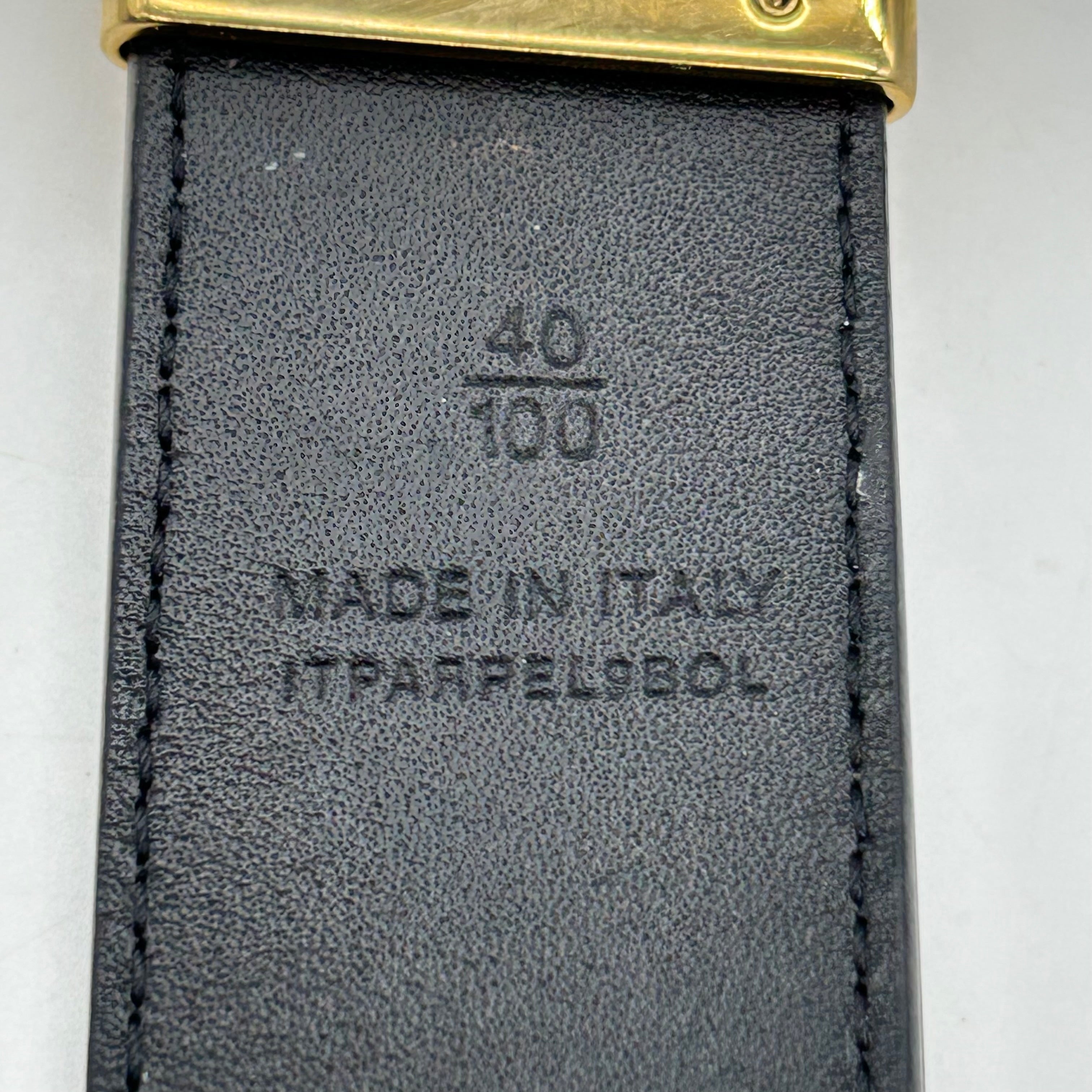 Burberry TB Monogram Reversible Belt Archive Beige Check Black Leather 40/100 Italy