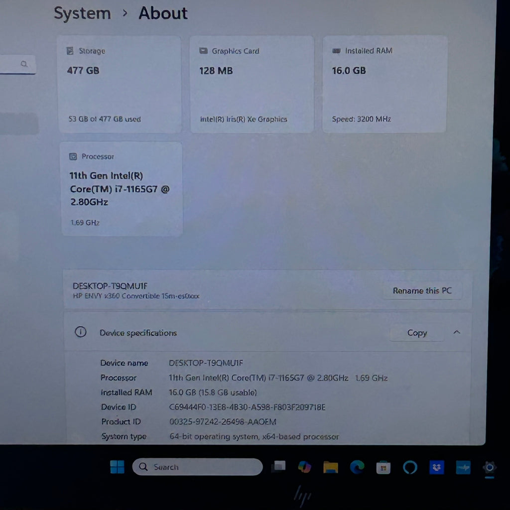 HP Envy x360 15.6 2021 Silver TOUCH FHD i7-1165G7 2.80GHz 16GB 512GB SSD