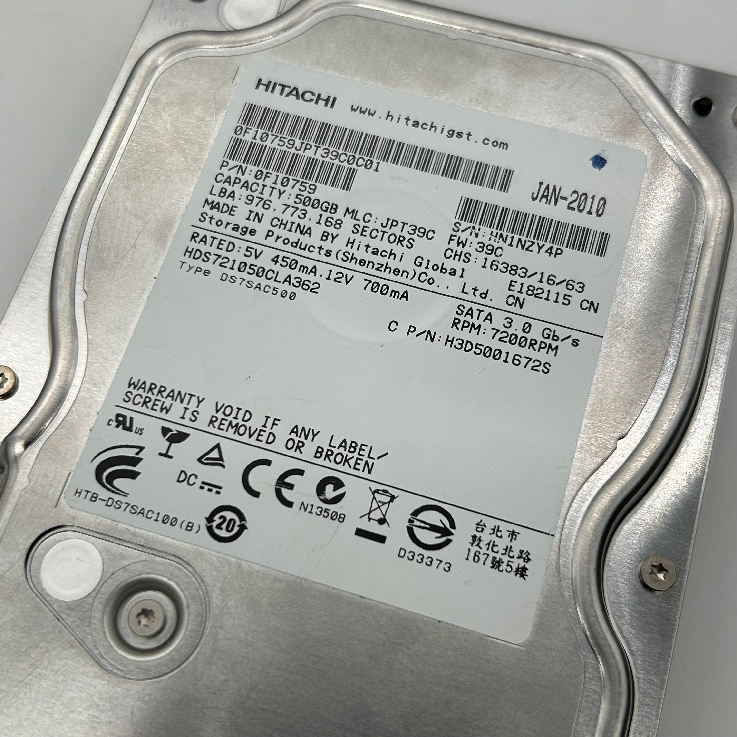 Lot of 16 Hitachi 500GB 3.5" SATA Hard Drives HDS721050CLA362 Bulk Untested