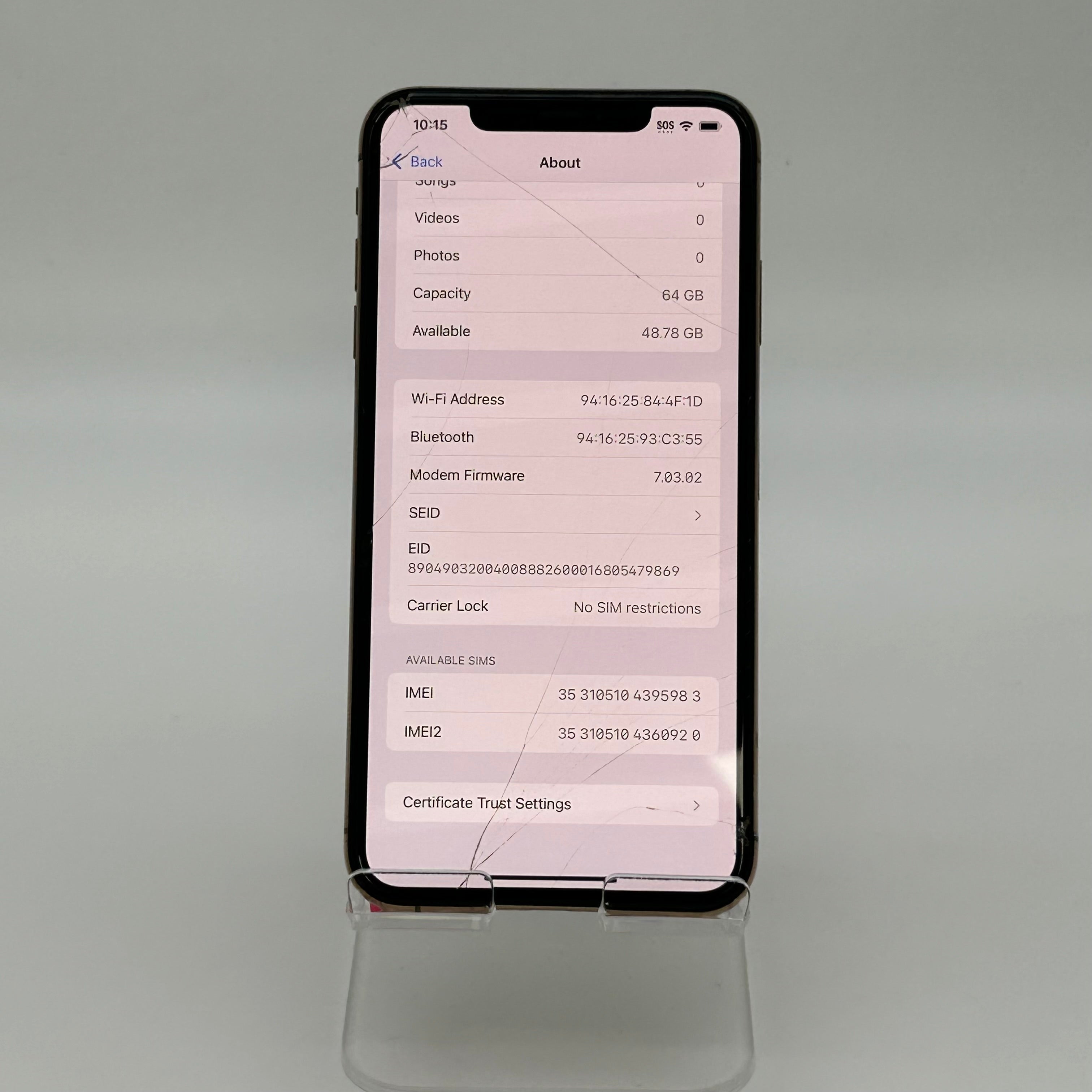 Apple iPhone XS Max 64GB Gold Unlocked - For Parts