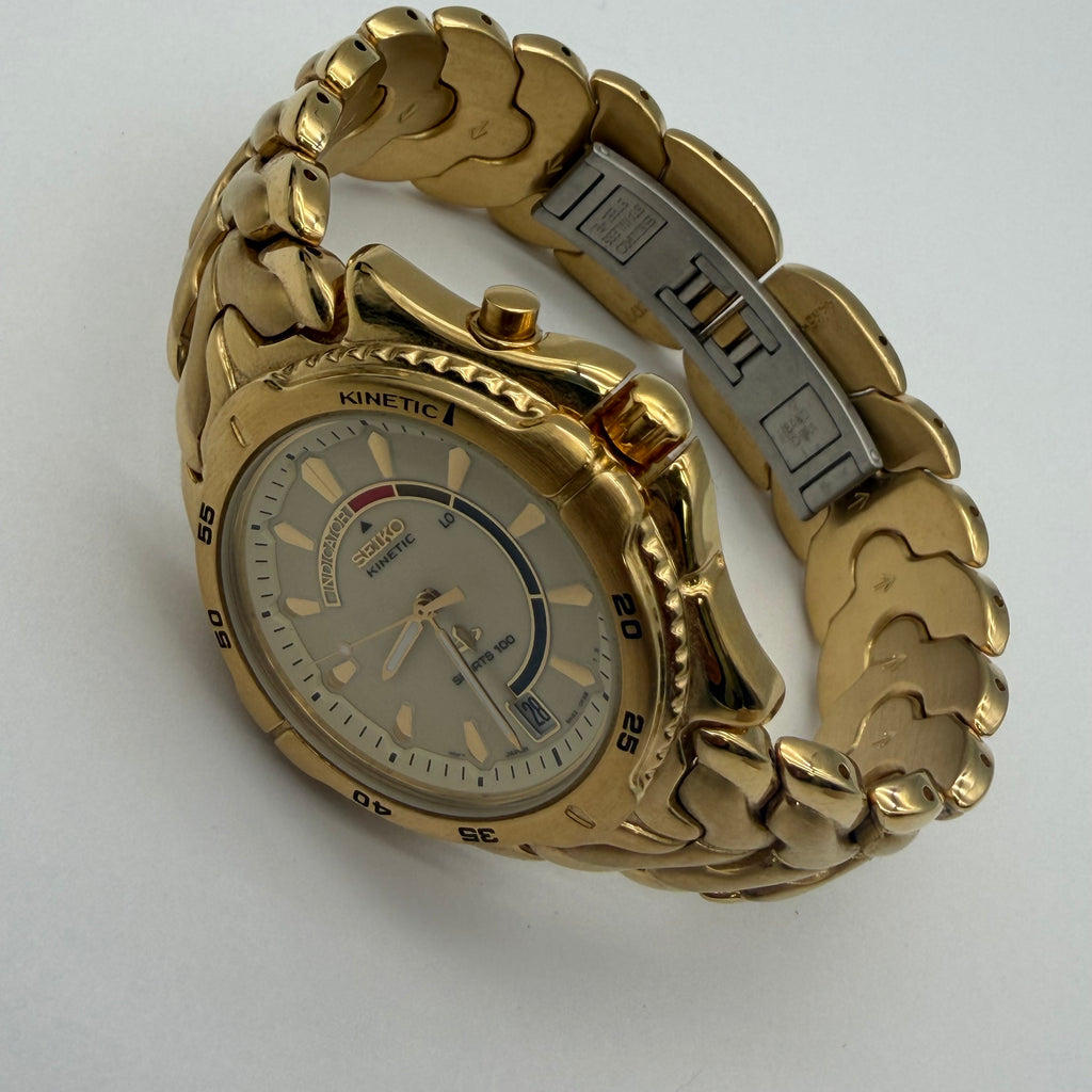 Men’s Seiko Vintage Kinetic Sport Gold Watch SKH228 - New open box
