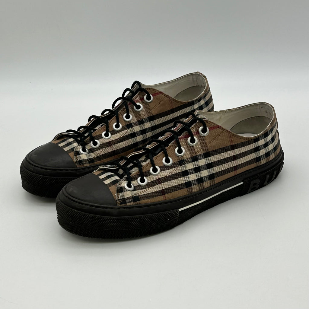 Burberry Vintage Check Sneakers Canvas Low Top Black Sole EU 44 US 11 Plaid Men’s