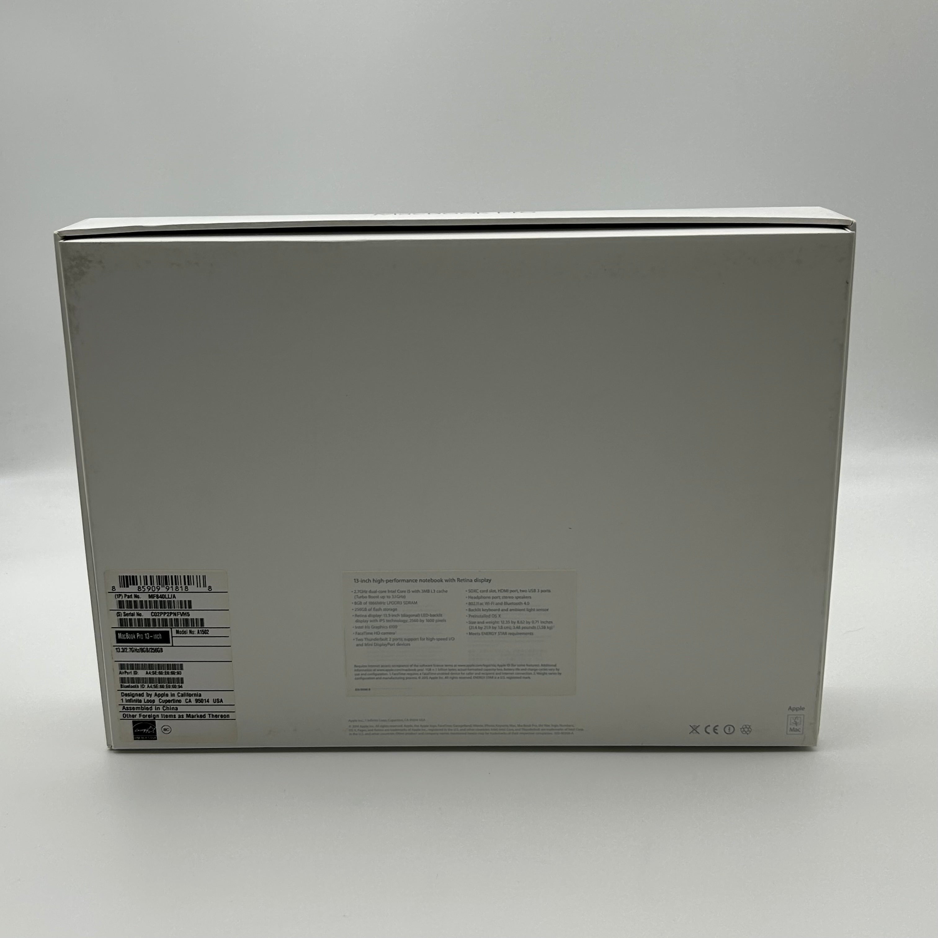 Apple MacBook Pro 13-inch A1502 8GB RAM 256GB SSD Silver - Used