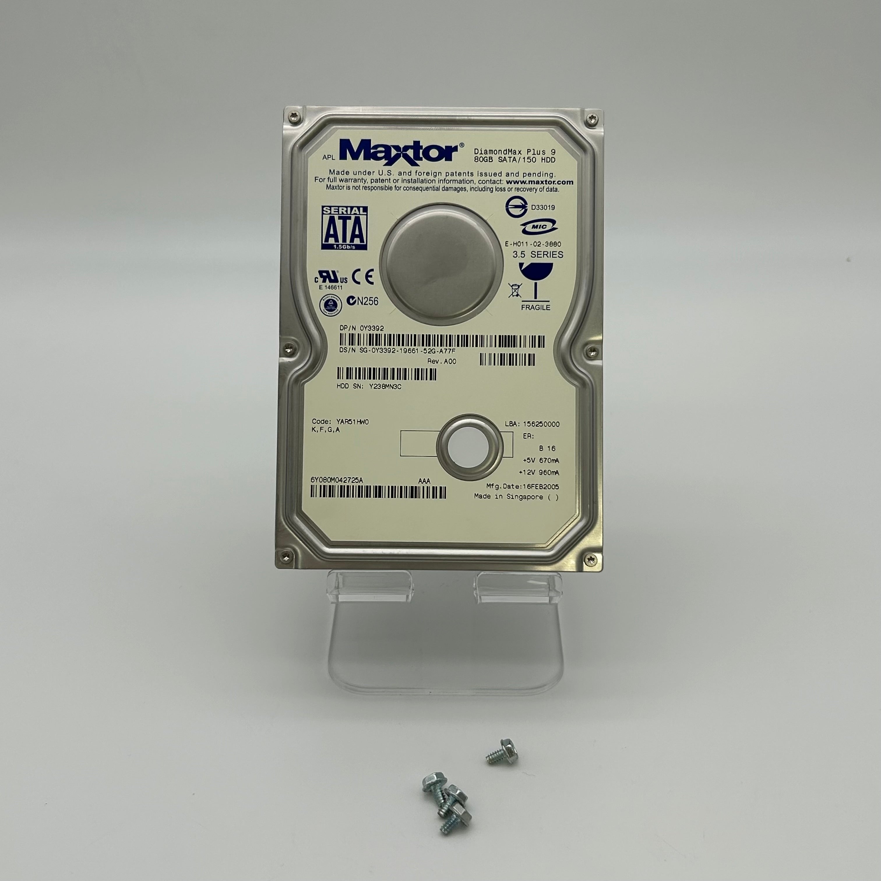 Maxtor DiamondMax Plus 9 80GB SATA 133 HDD 3.5" Hard Drive - Silver - Used
