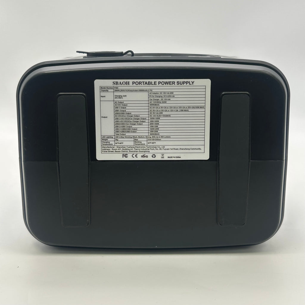 SBAOH P302 Portable Power Station, 300W Output, 296Wh Lithium-Ion Battery, 13
