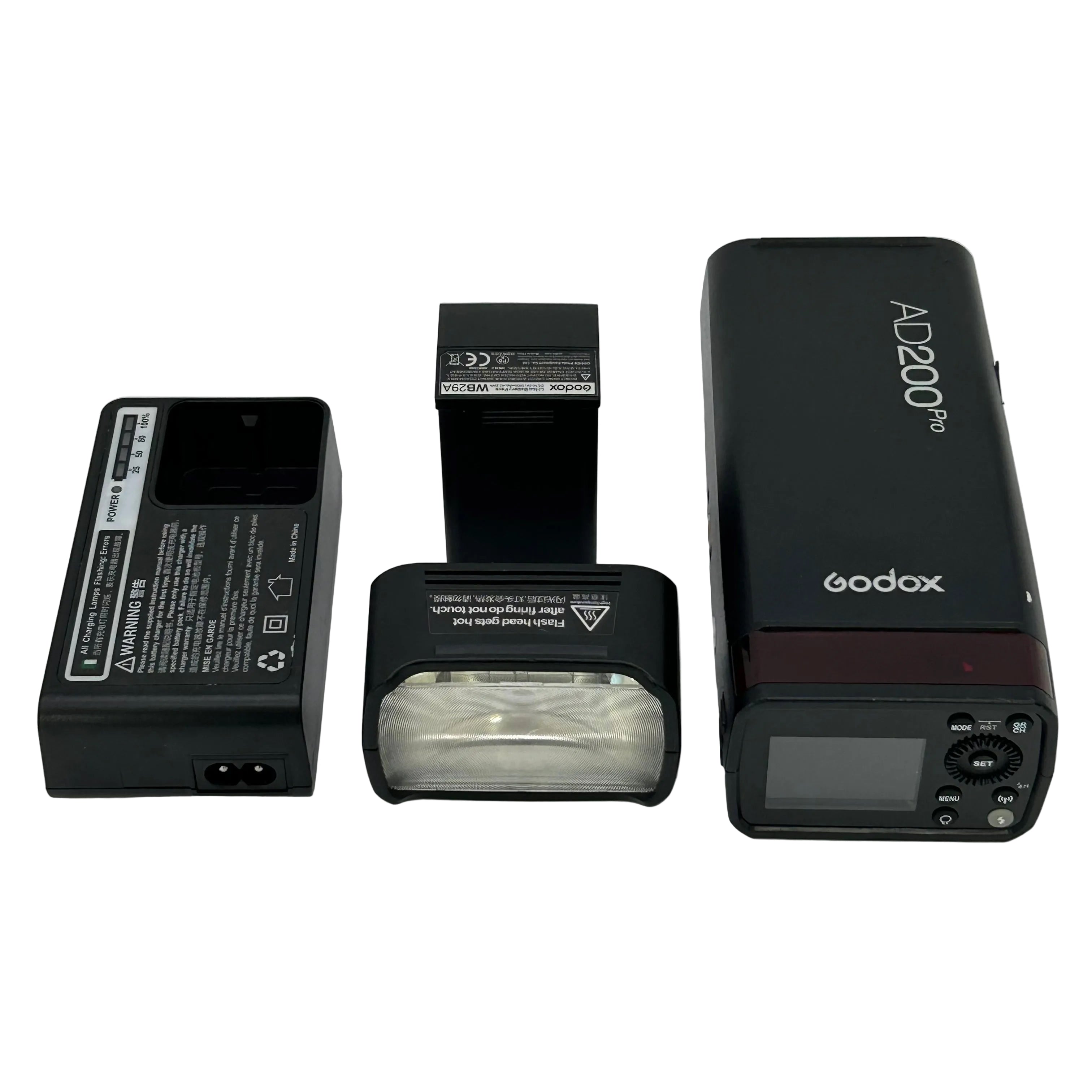 Godox AD200 Pro Pocket Flash w/ Case, 1 Heads, Battery & Charger - No Power Cable - Used