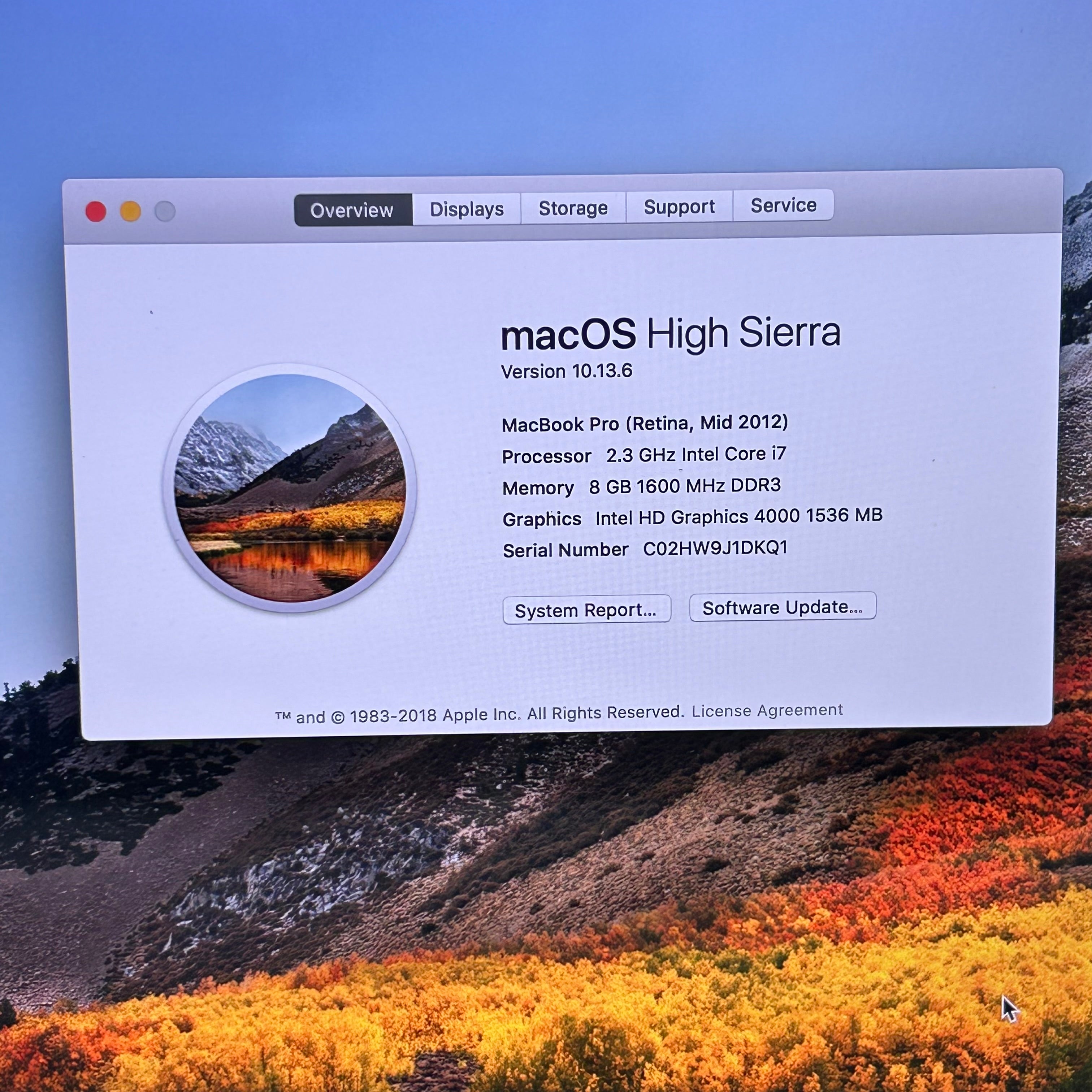 Apple MacBook Pro 15" A1398 Mid-2012 256GB SSD 8GB