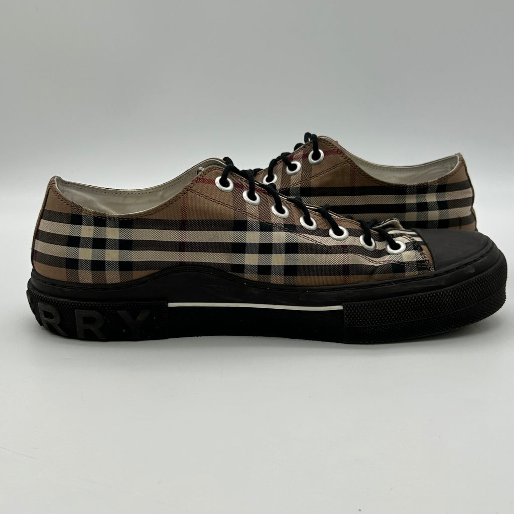 Burberry Vintage Check Sneakers Canvas Low Top Black Sole EU 44 US 11 Plaid Men’s