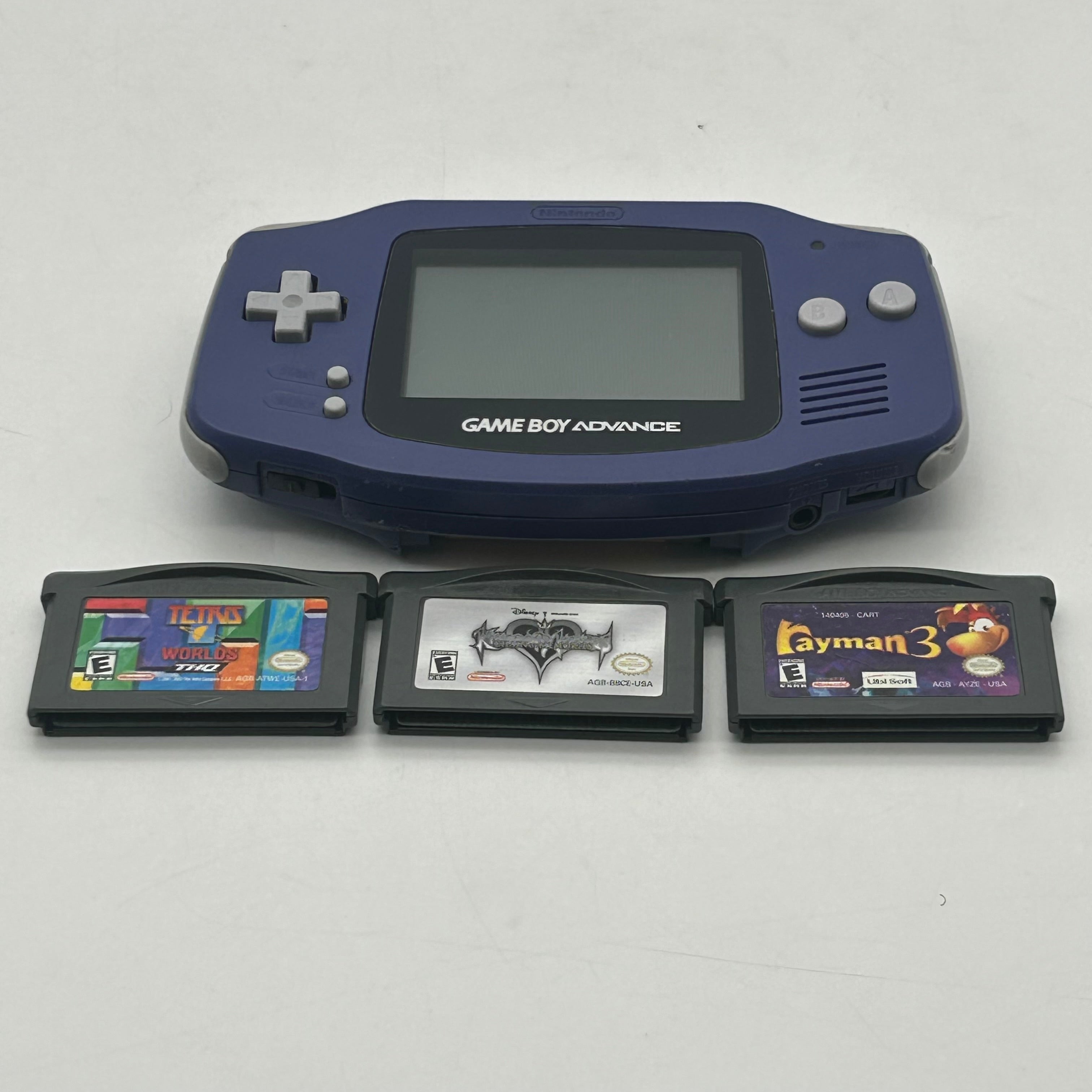Gameboy Advance Indigo Console w/ Intec GameCube Link Cable + 3 Games - Tested