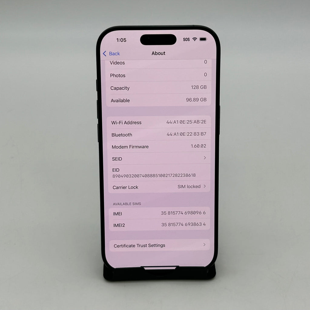 Apple iPhone 16 Pro - 128GB - Black Titanium (AT&T) - 100%BH - Read