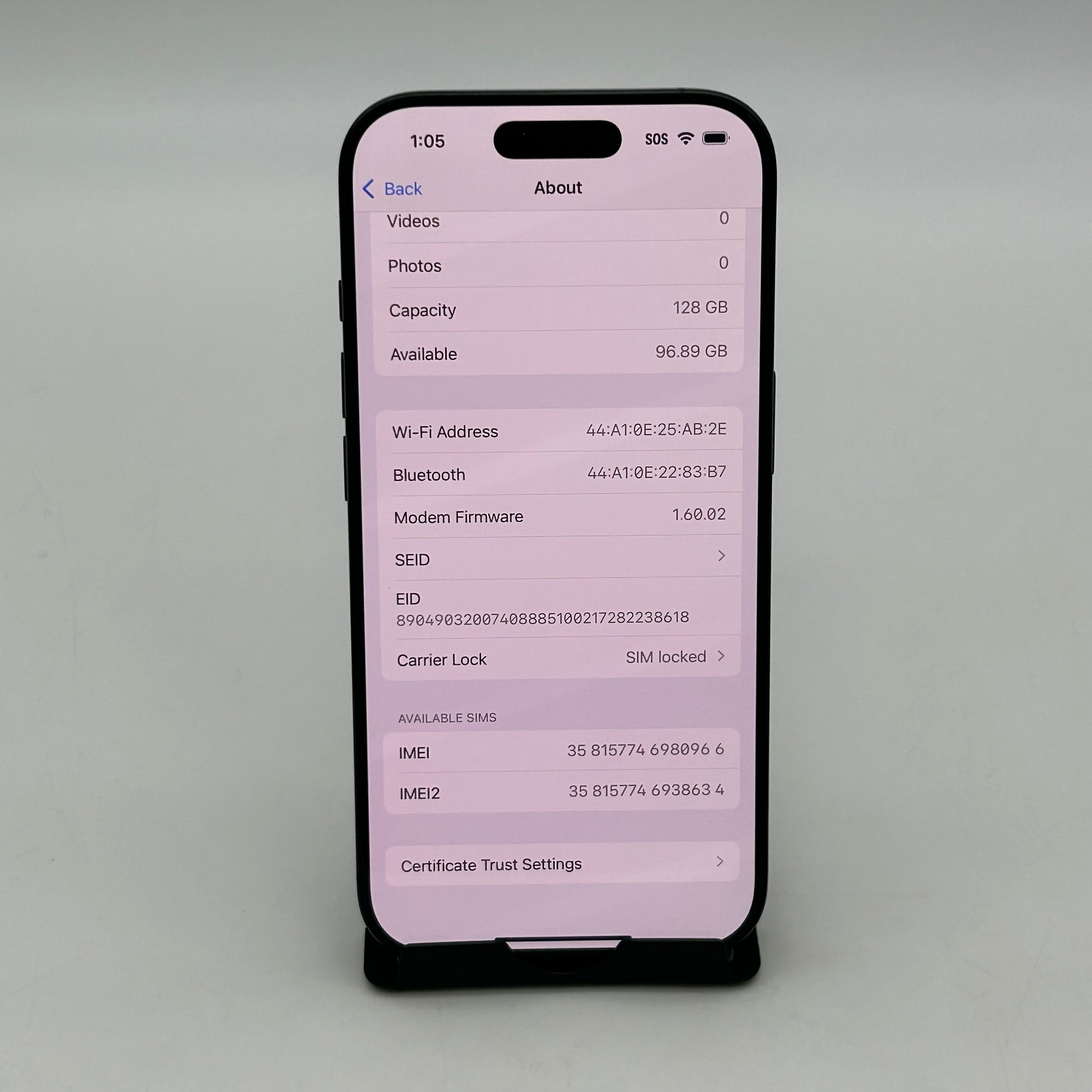 Apple iPhone 16 Pro - 128GB - Black Titanium (AT&T) - 100%BH - Read