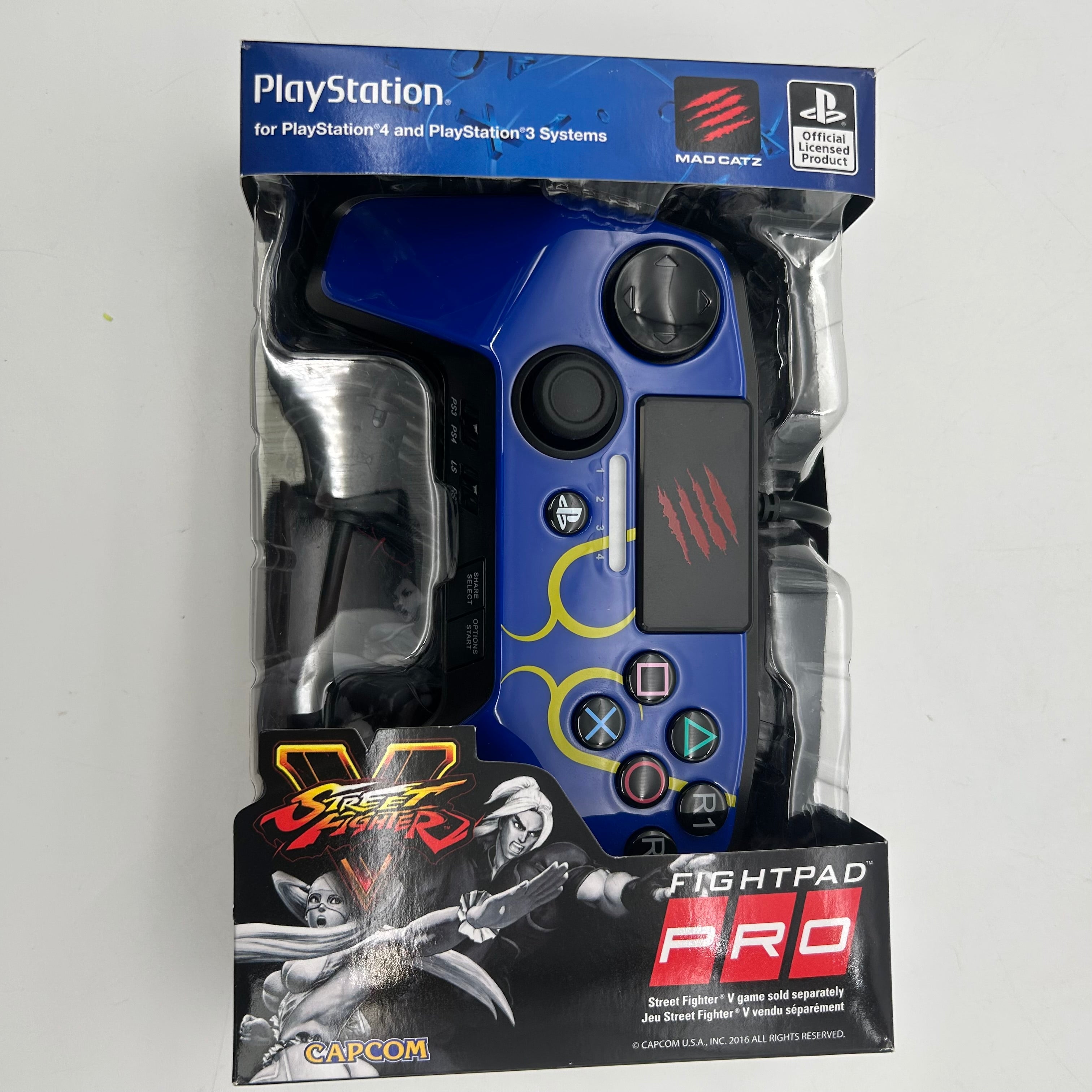 Mad Catz Street Fighter V FightPad PRO Playstation PS4 / PS3 Blue - NEW open box