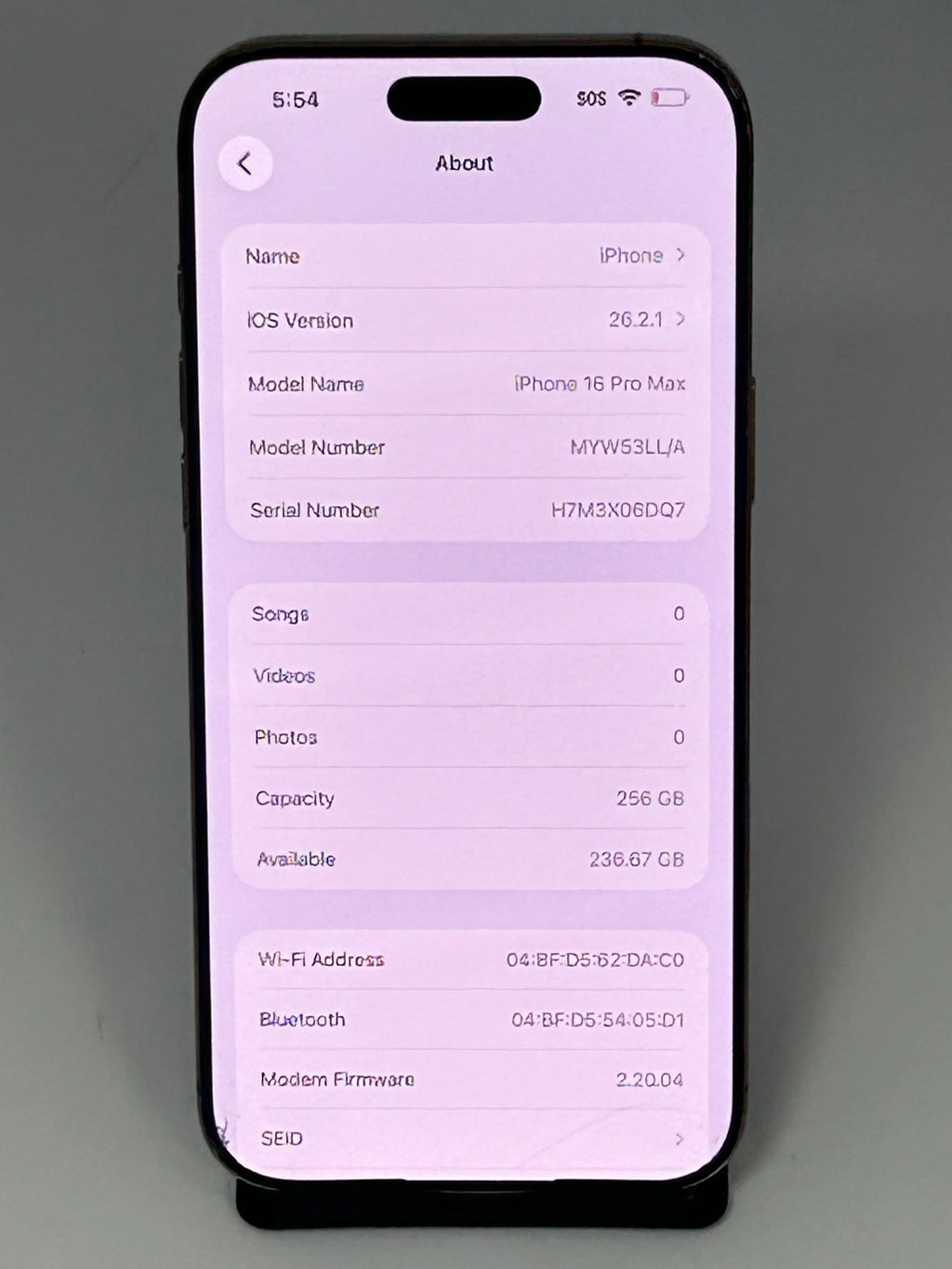 Spectrum Apple iPhone 16 Pro Max 256GB 260 Cycle Count 95% BH