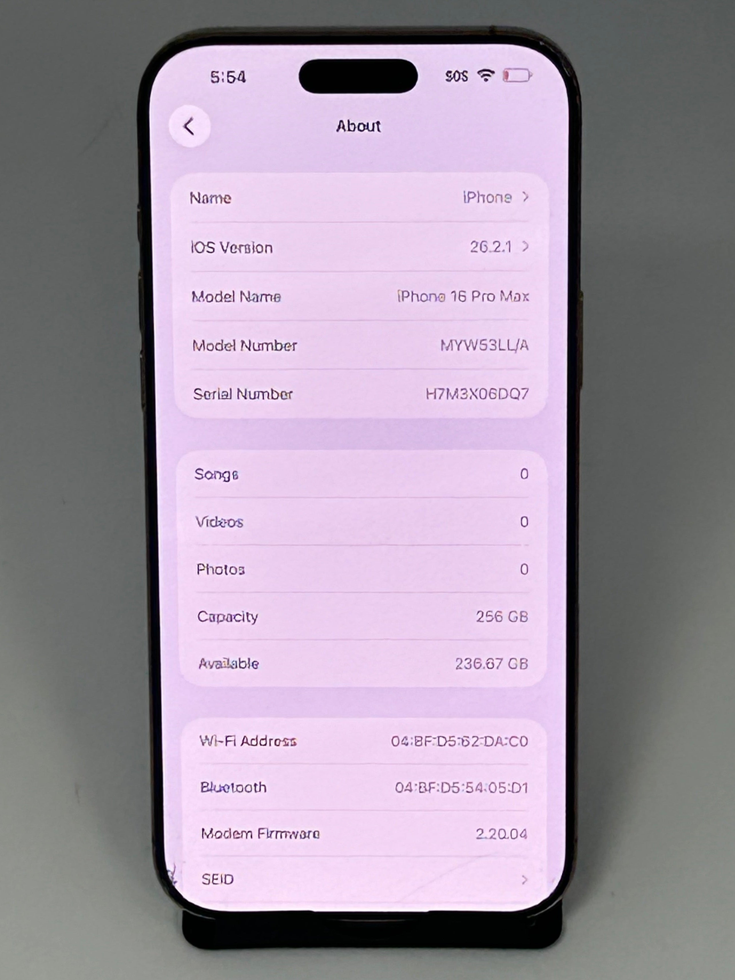 Spectrum Apple iPhone 16 Pro Max 256GB 260 Cycle Count 95% BH