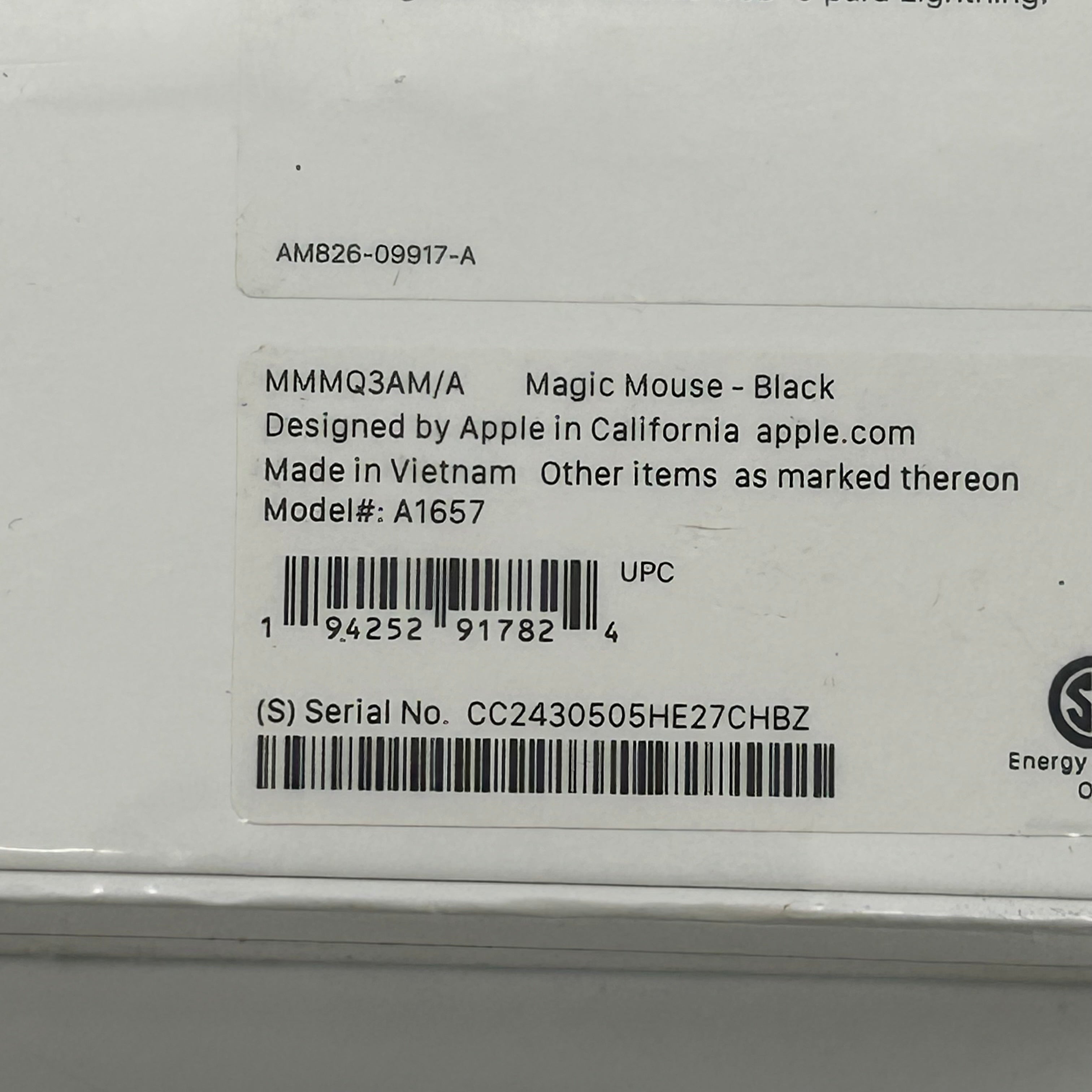 Apple Magic Mouse Black Multi-Touch Surface - MMMQ3AM/A NIB, Sealed
