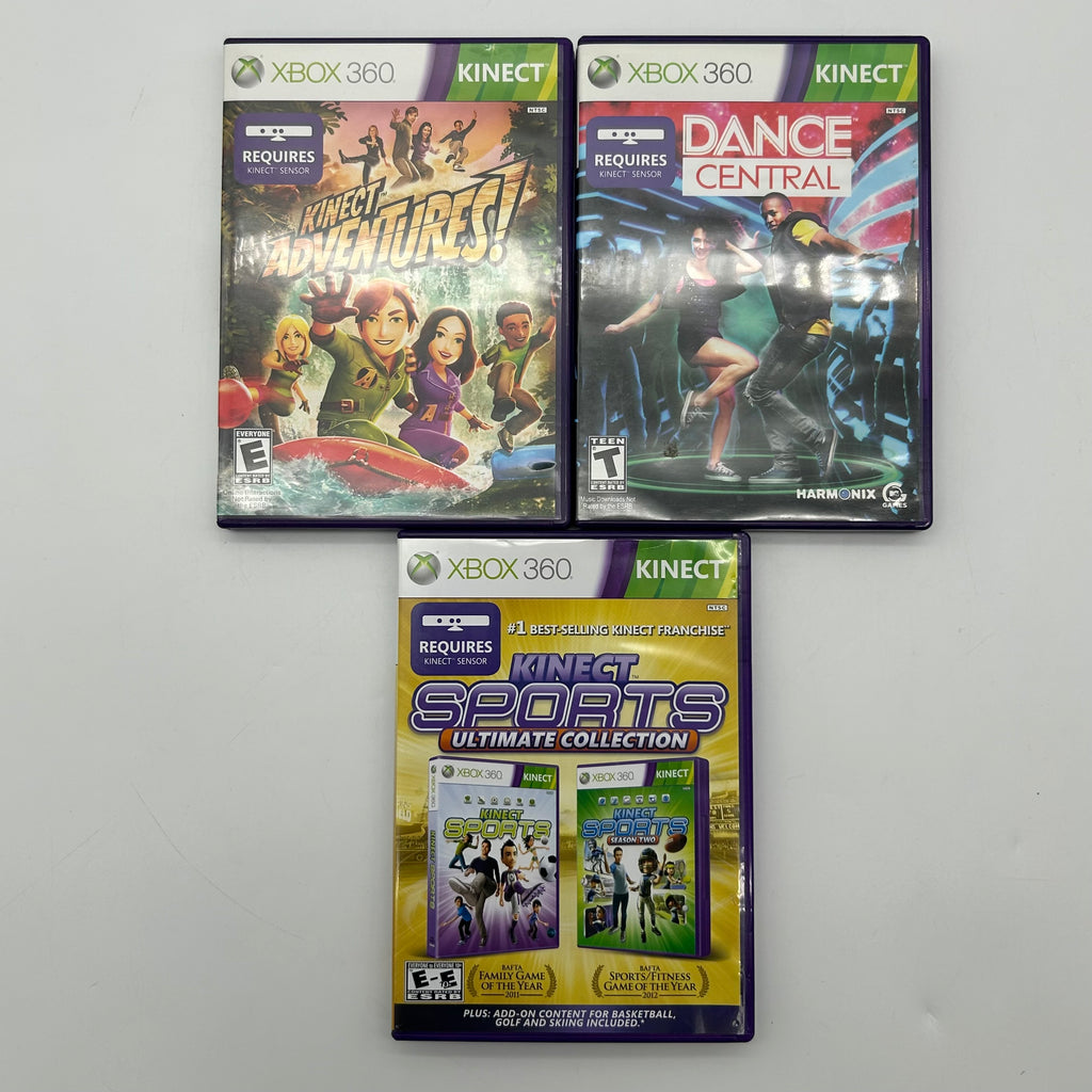 Xbox 360 S Slim 250GB 1439 Console Bundle w/Box - Kinect - 4 Games - 2 Controller