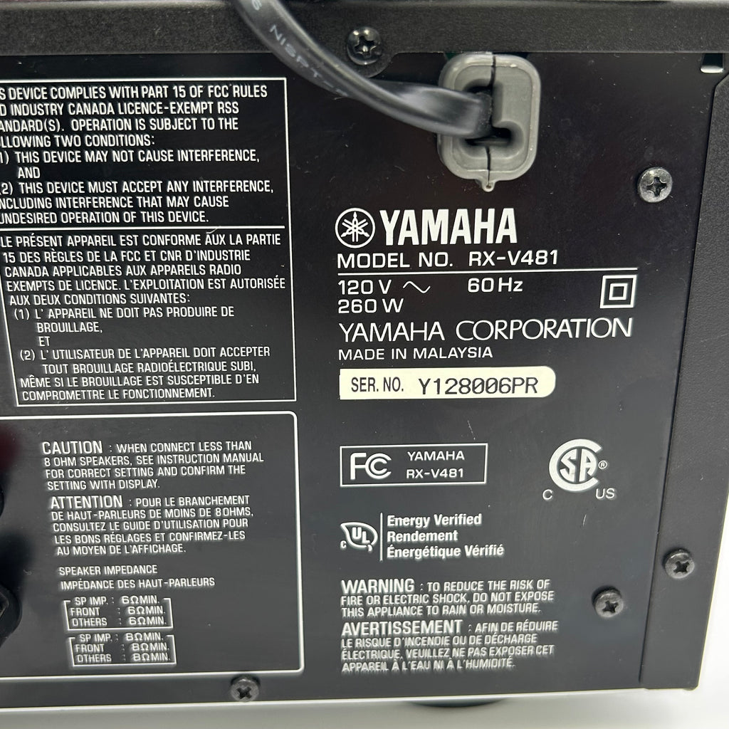 Black Yamaha RX-V481 5.1 Channel AV Receiver Wi-Fi Bluetooth Home Theater - Untested - Parts Only