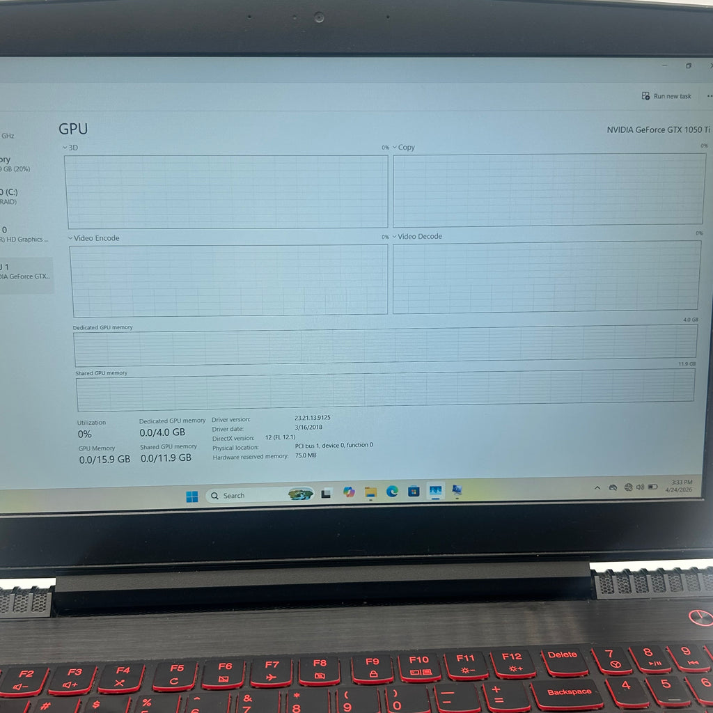 Lenovo Legion Y520-15IKBN 15.6" Core i5 24GB RAM 1TB HDD GTX 1050 Ti Used - No charger