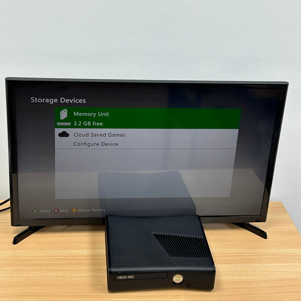 Xbox 360 S Slim Black (Model 1439) 4GB w/ Kinect & 1 Game - Tested