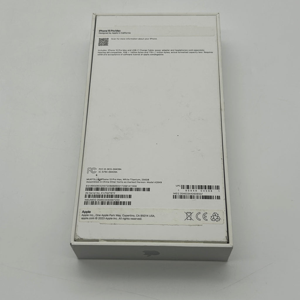 Apple iPhone 15 Pro Max 256GB Factory Unlocked 84%BH White Titanium