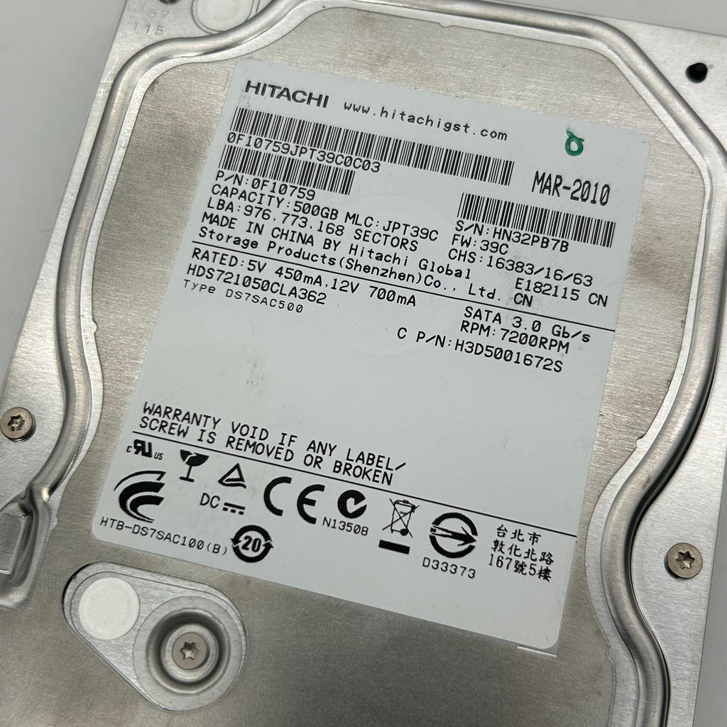 Lot of 16 Hitachi 500GB 3.5" SATA Hard Drives HDS721050CLA362 Bulk Untested