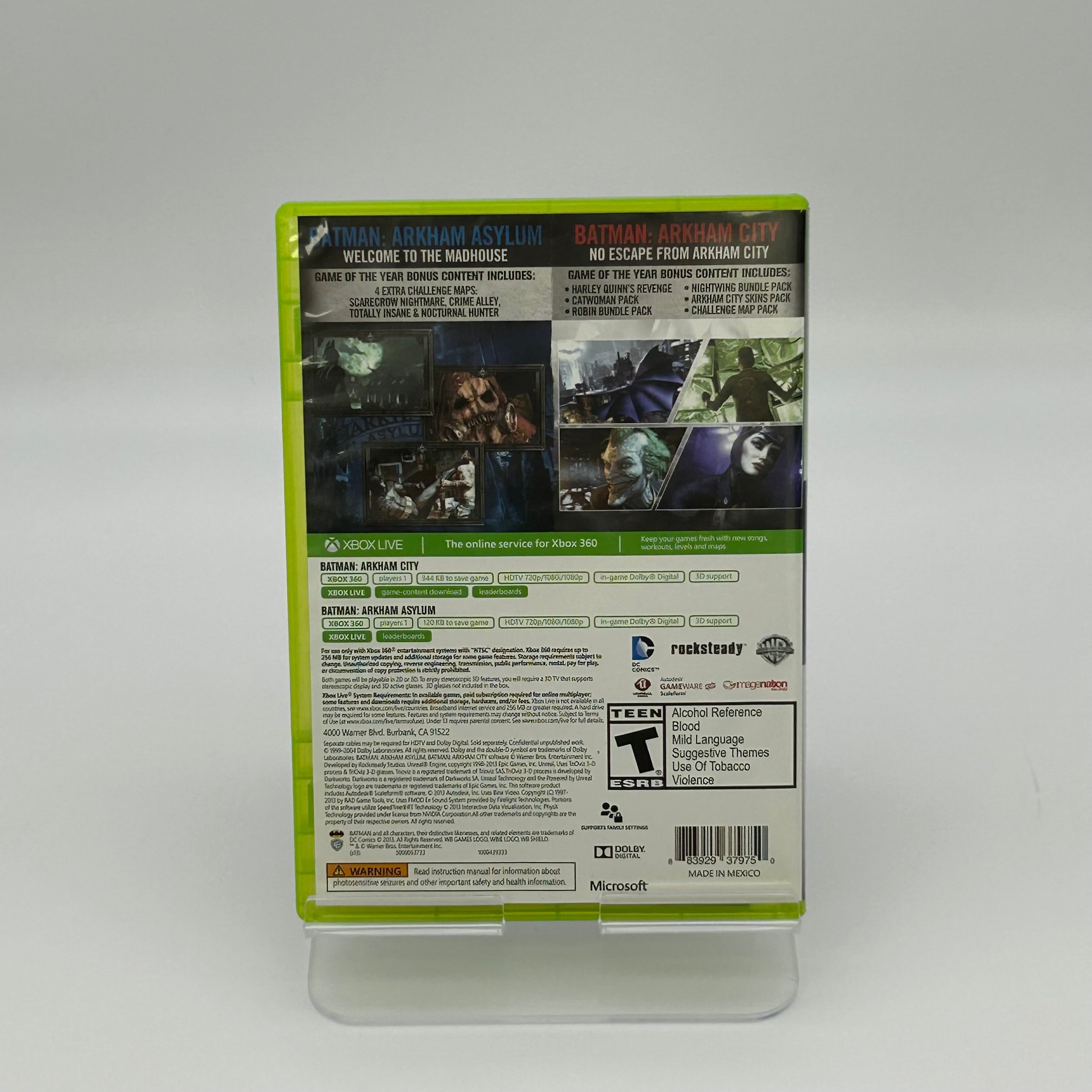 Batman: Arkham Asylum + Arkham City Xbox 360 - Used With Box