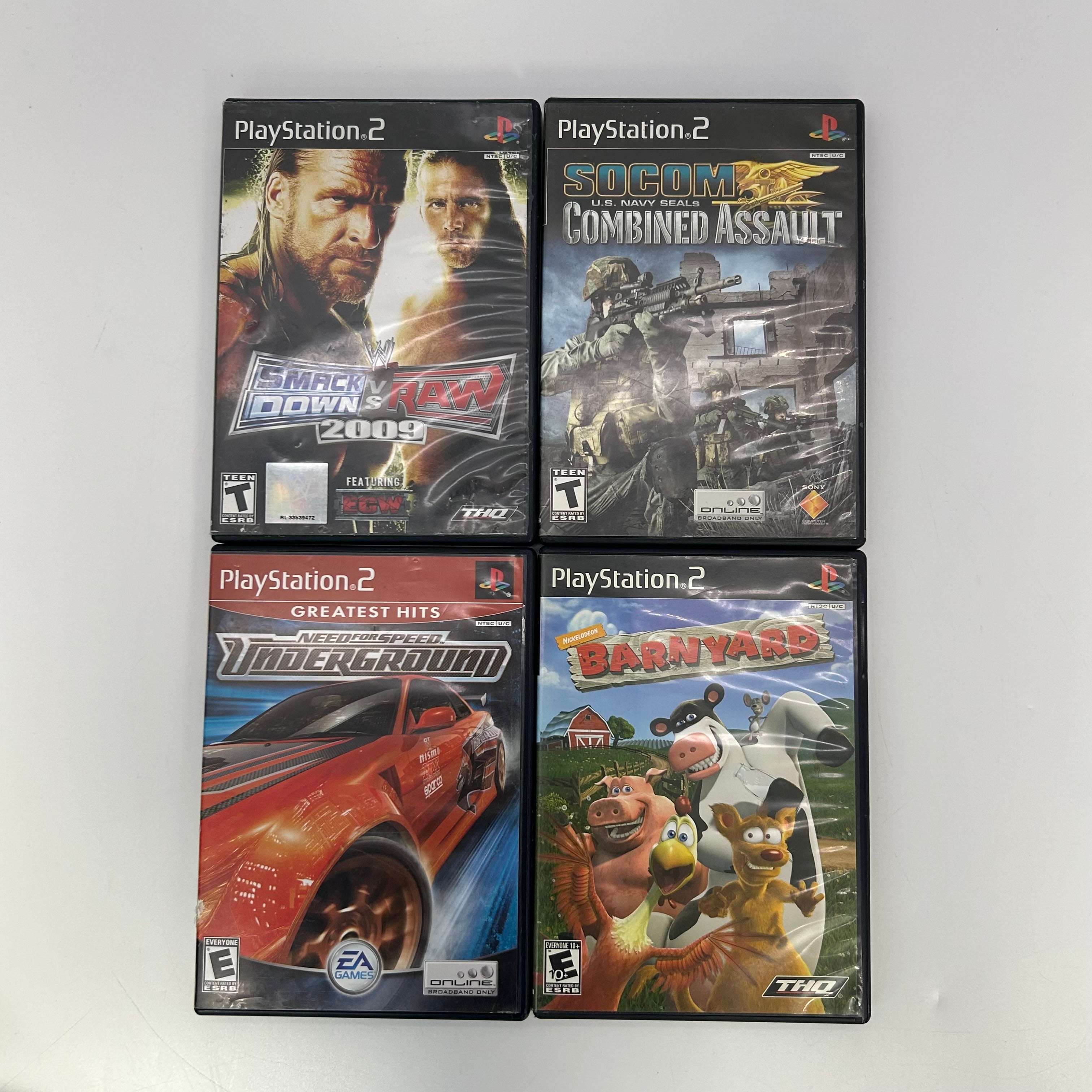 Sony PlayStation 2 PS2 Fat Console Bundle SCPH-50001 - 4 Games - Missing Tray Faceplate