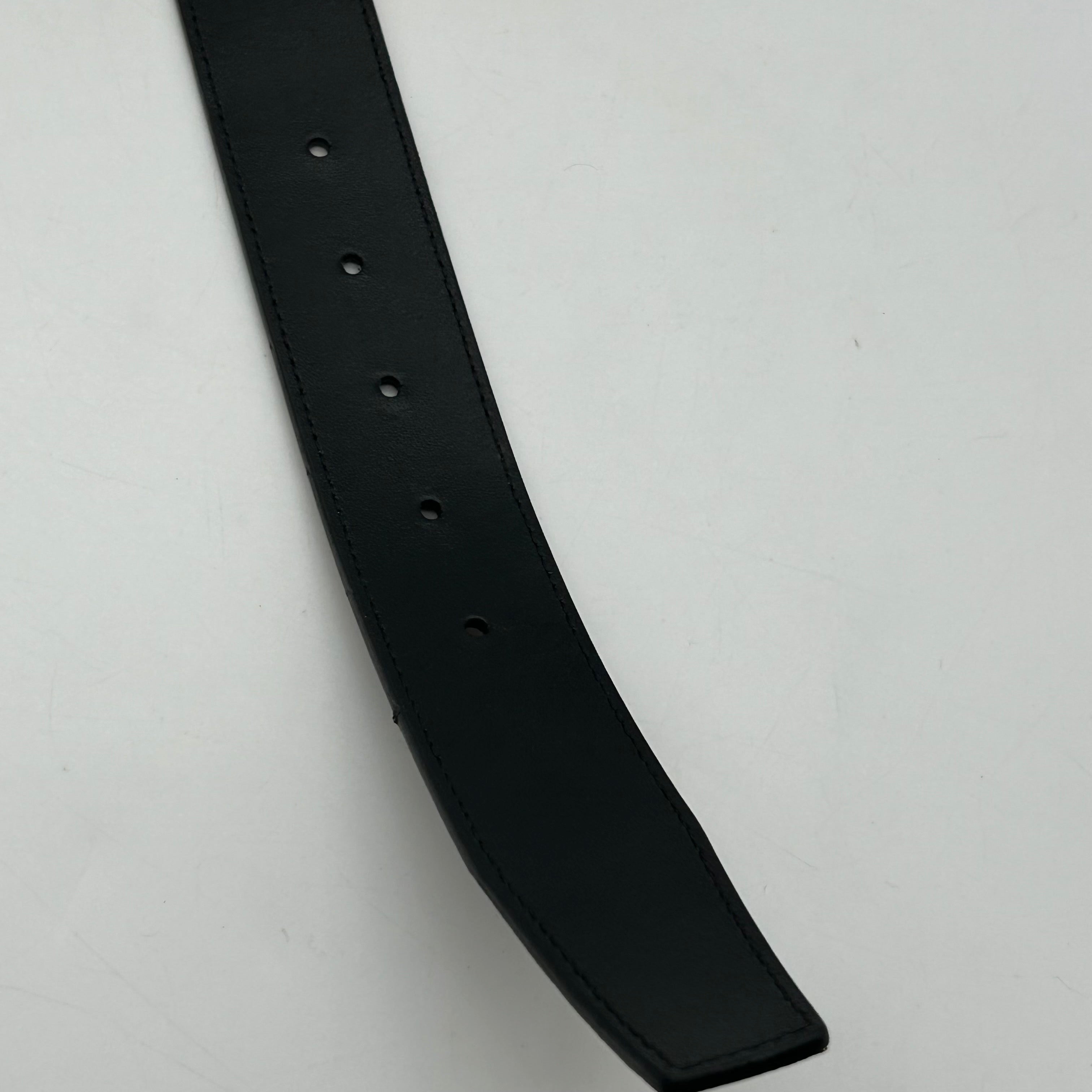Burberry TB Monogram Reversible Belt Archive Beige Check Black Leather 40/100 Italy
