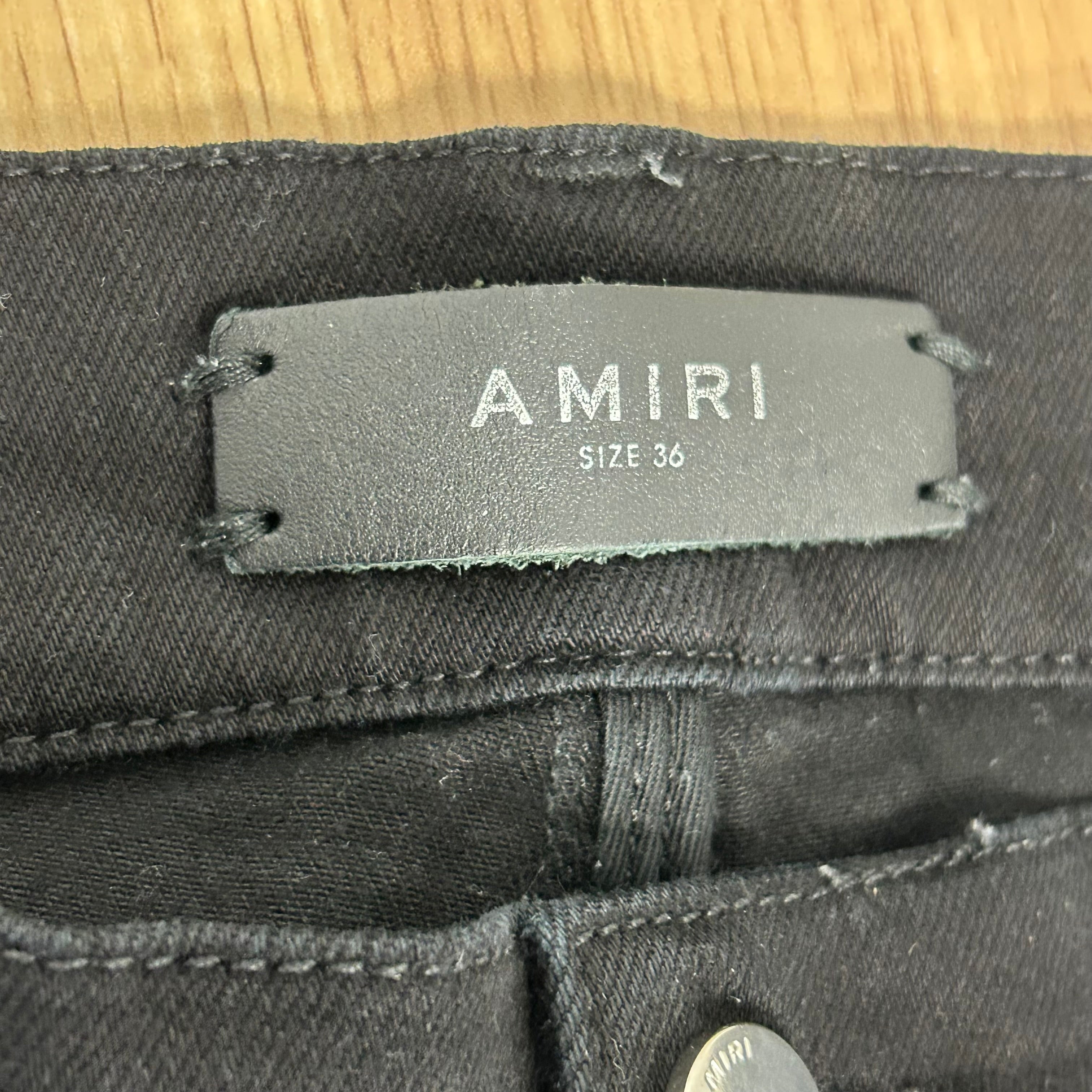 Amiri Men's Black Distressed Denim Skinny Jeans Size 36